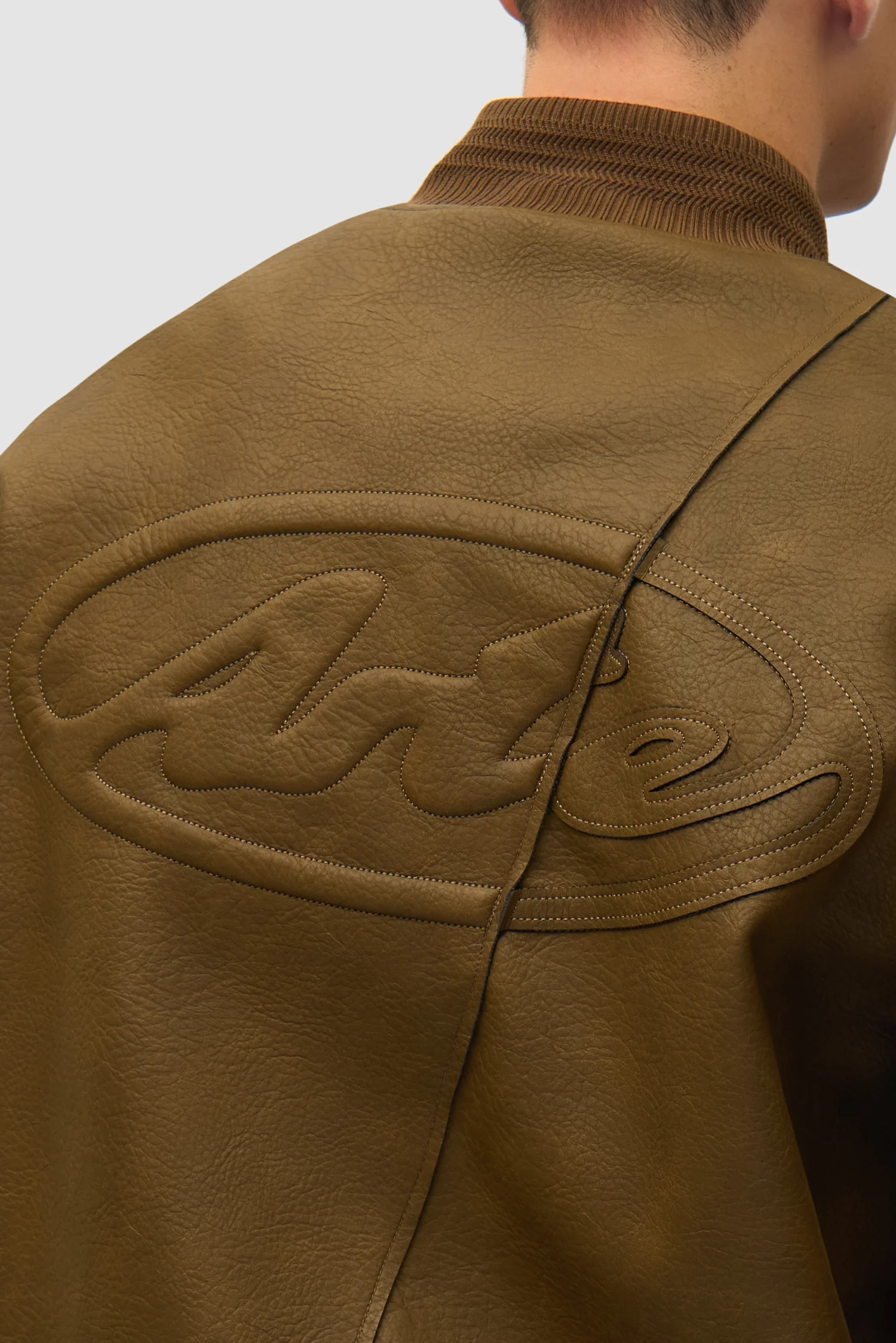 Veste universitaire en cuir - Marron - Image 10