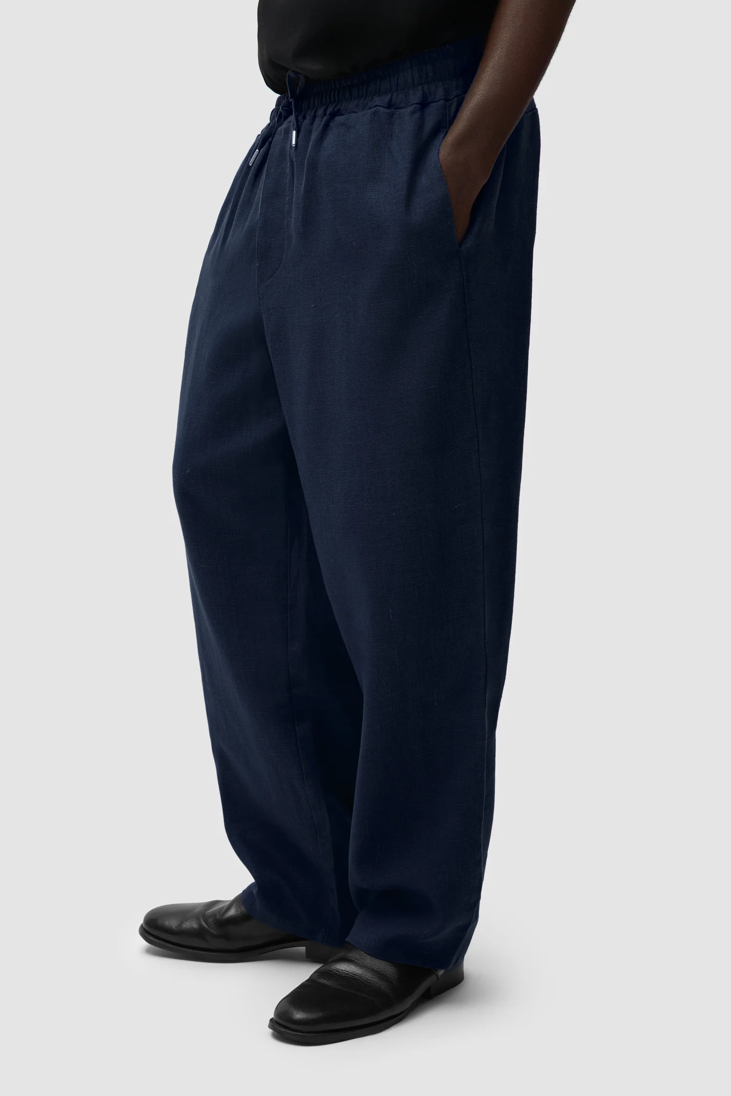 Pantalon en lin - Bleu marine - Image 3