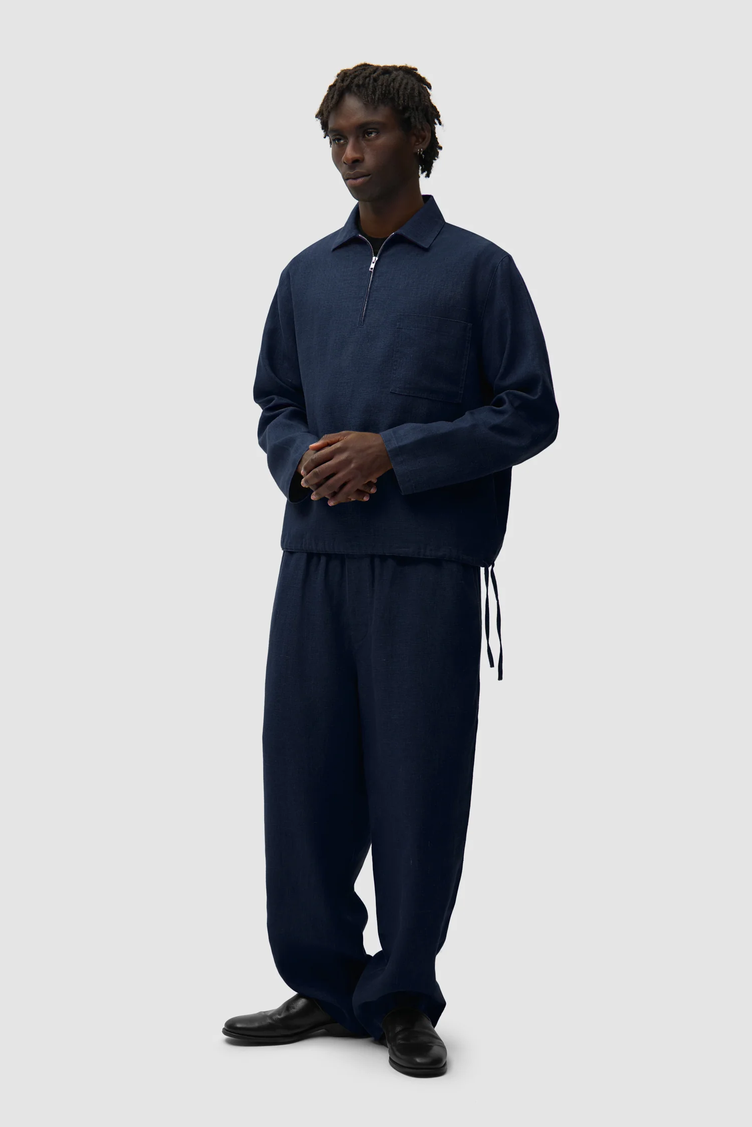 Pantalon en lin - Bleu marine - Image 5