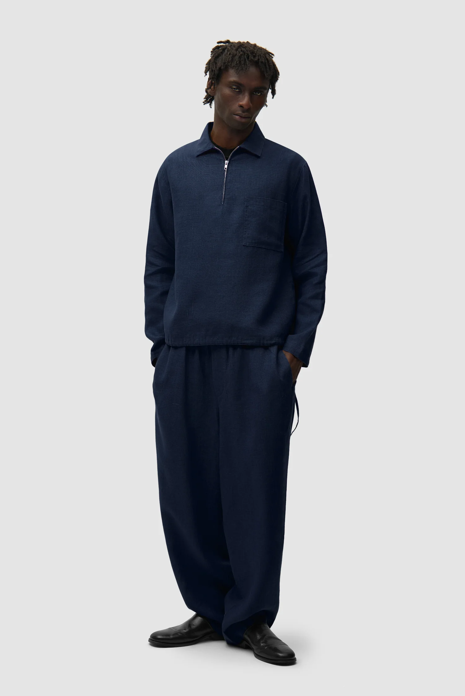 Pantalon en lin - Bleu marine - Image 6