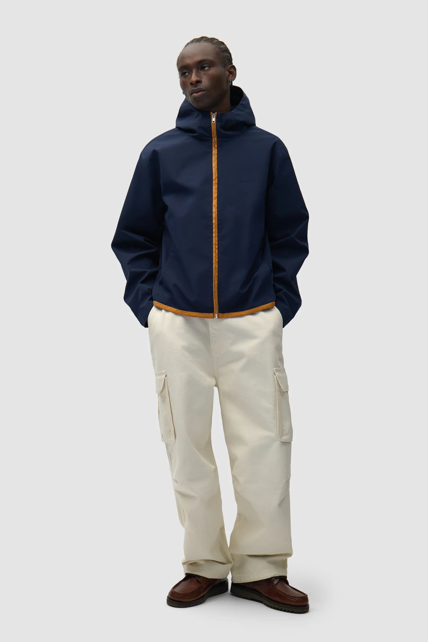 Veste à capuche en lin - Bleu marine - Image 4