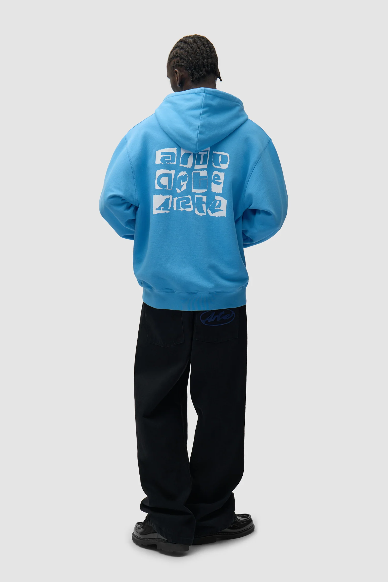 Sweat à capuche avec logo multi-couches dans le dos - Bleu - Image 5