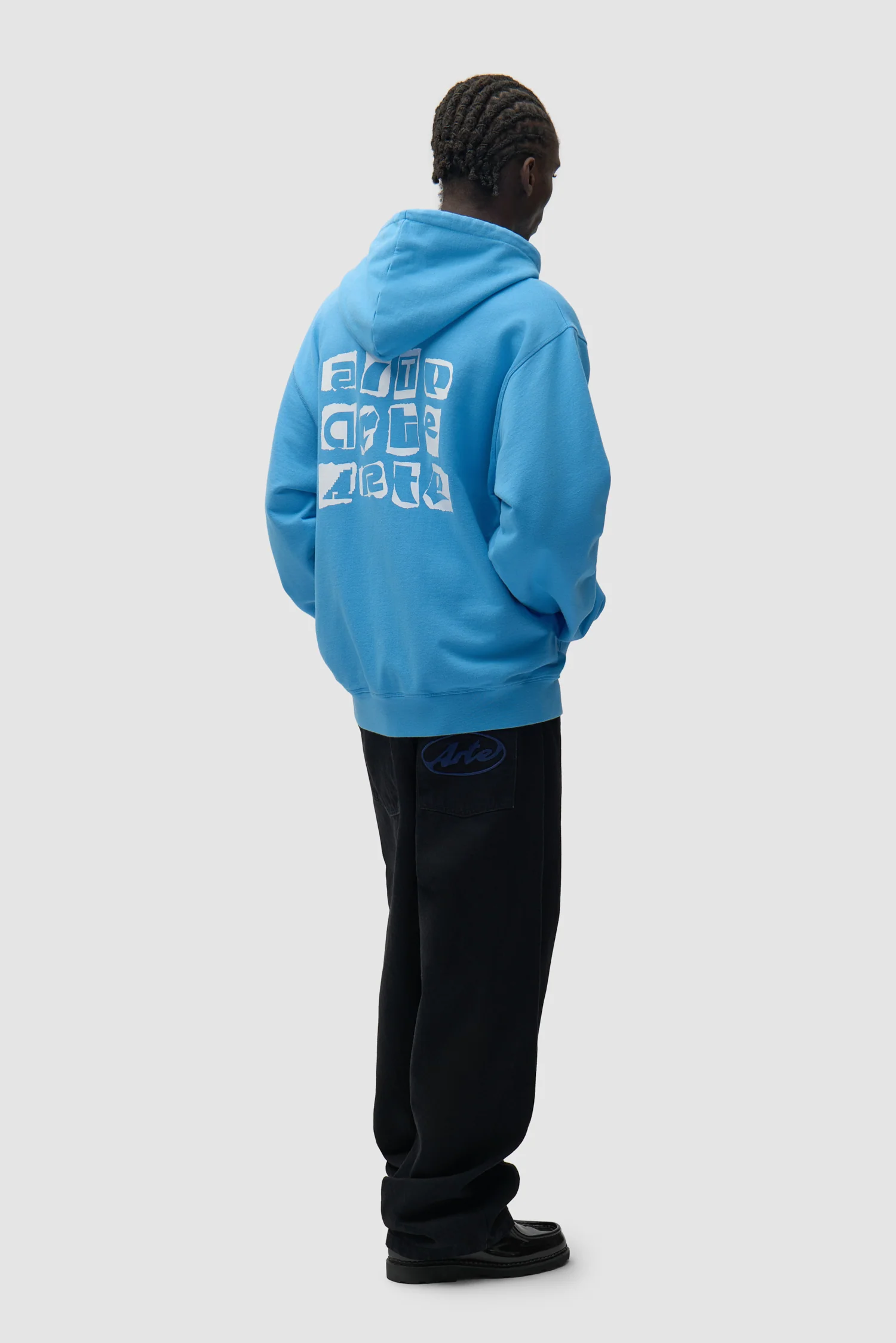 Sweat à capuche avec logo multi-couches dans le dos - Bleu - Image 6