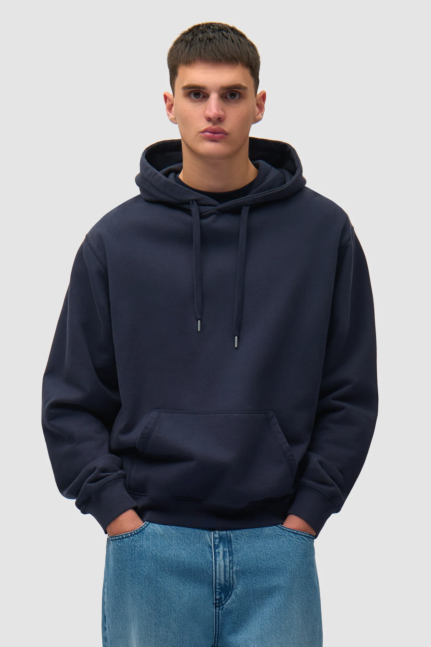 Sweat à capuche avec logo multi-couches dans le dos - Bleu marine - Image 3