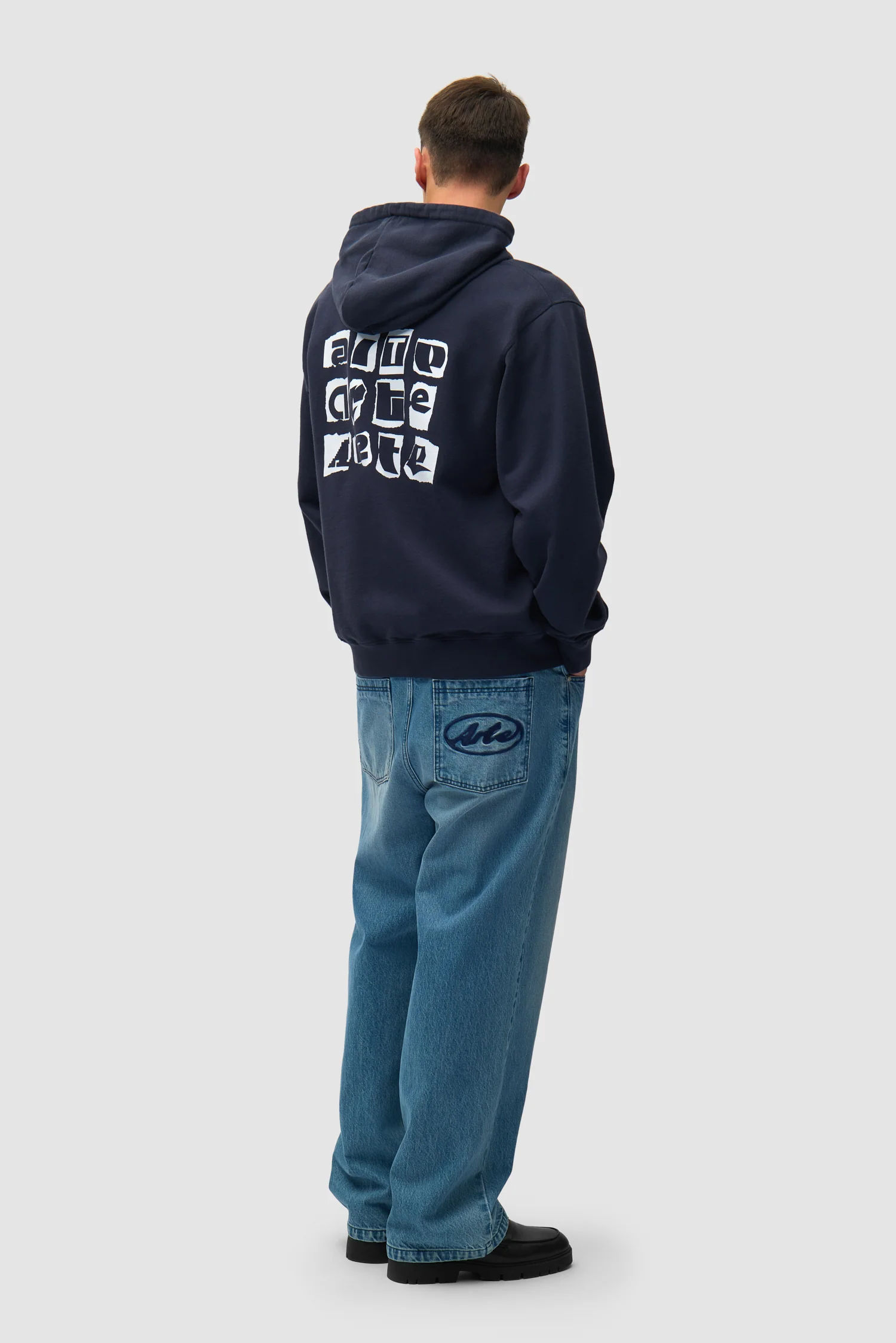 Sweat à capuche avec logo multi-couches dans le dos - Bleu marine - Image 5