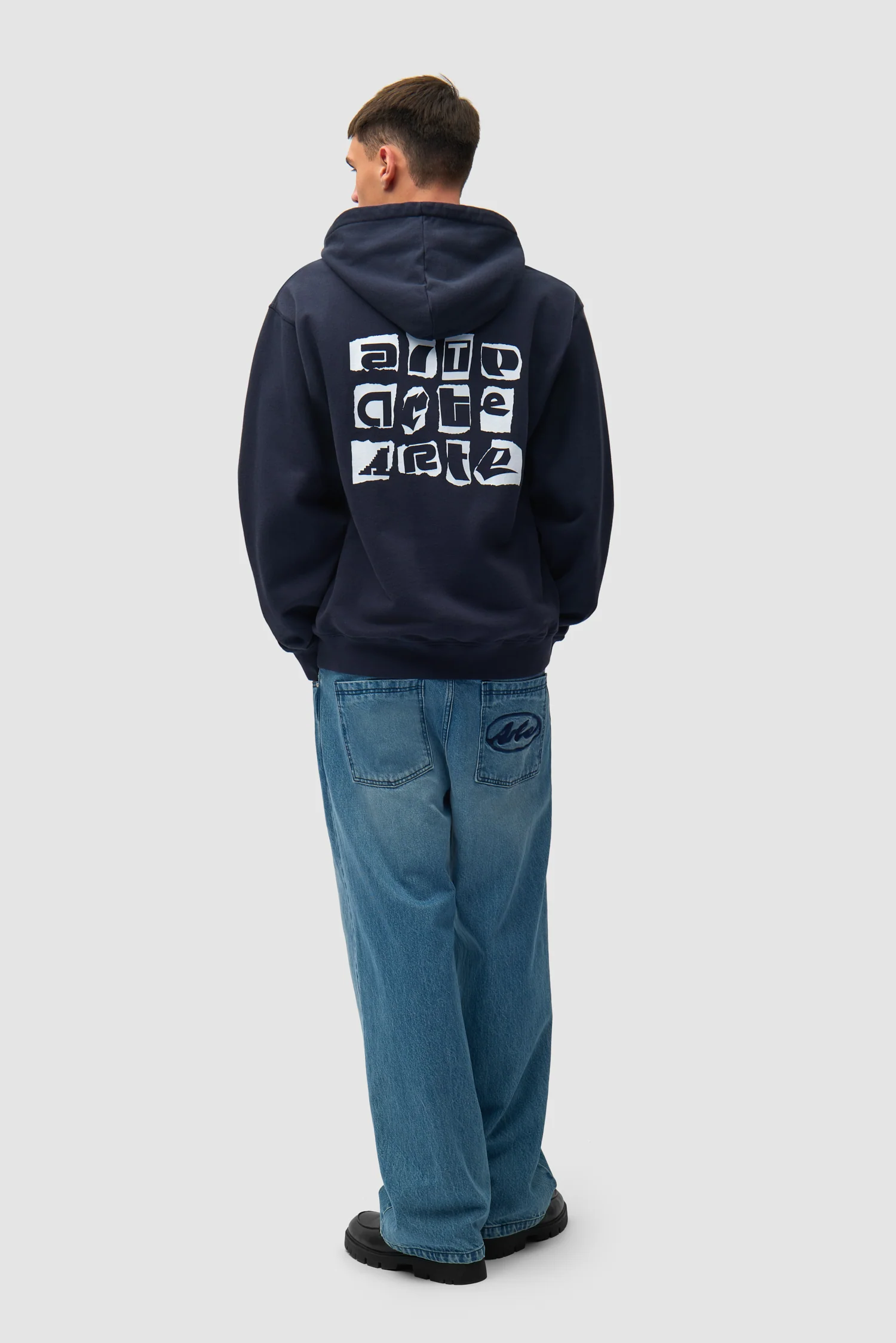 Sweat à capuche avec logo multi-couches dans le dos - Bleu marine - Image 6