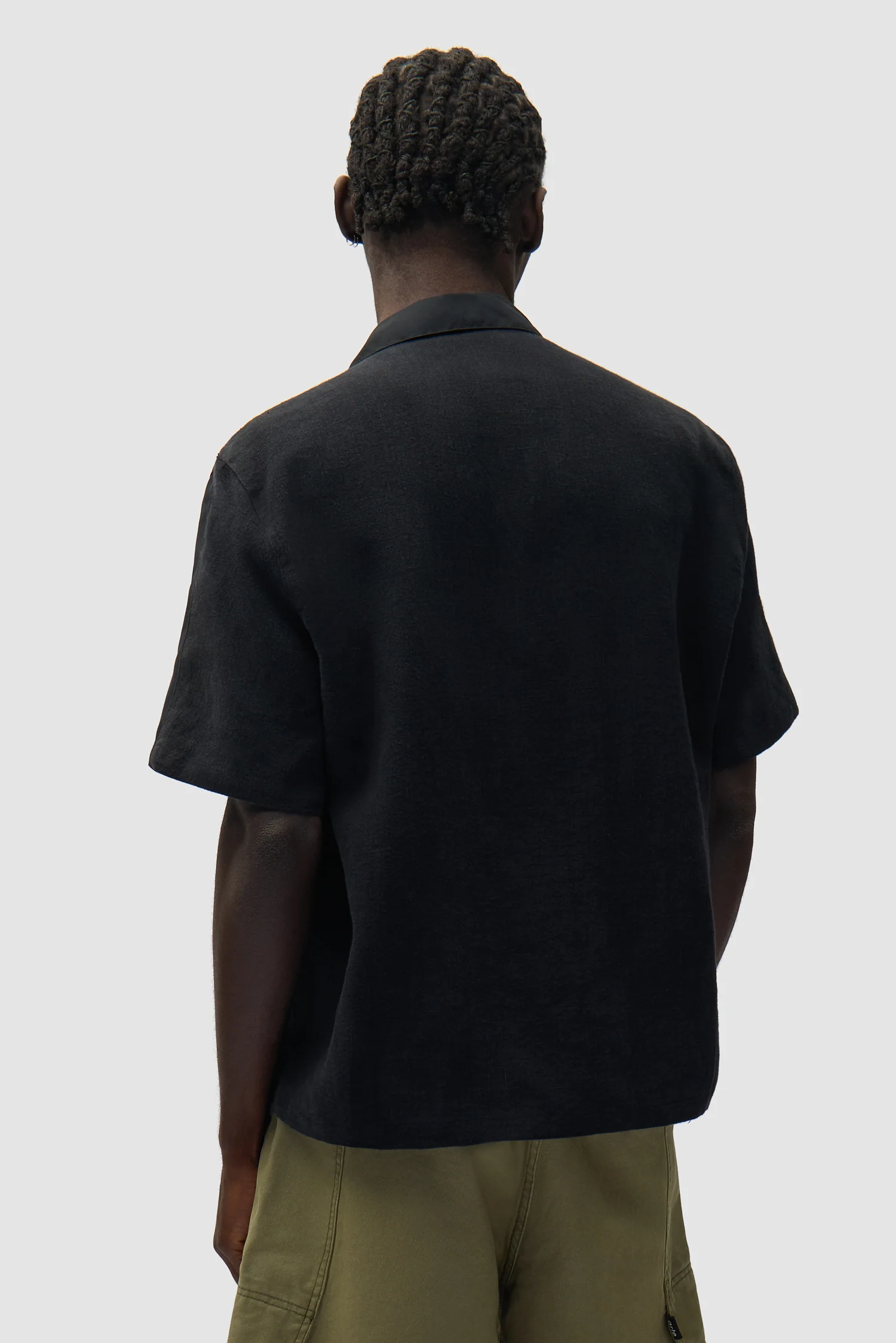 Chemise en lin et nylon - Noir - Image 3