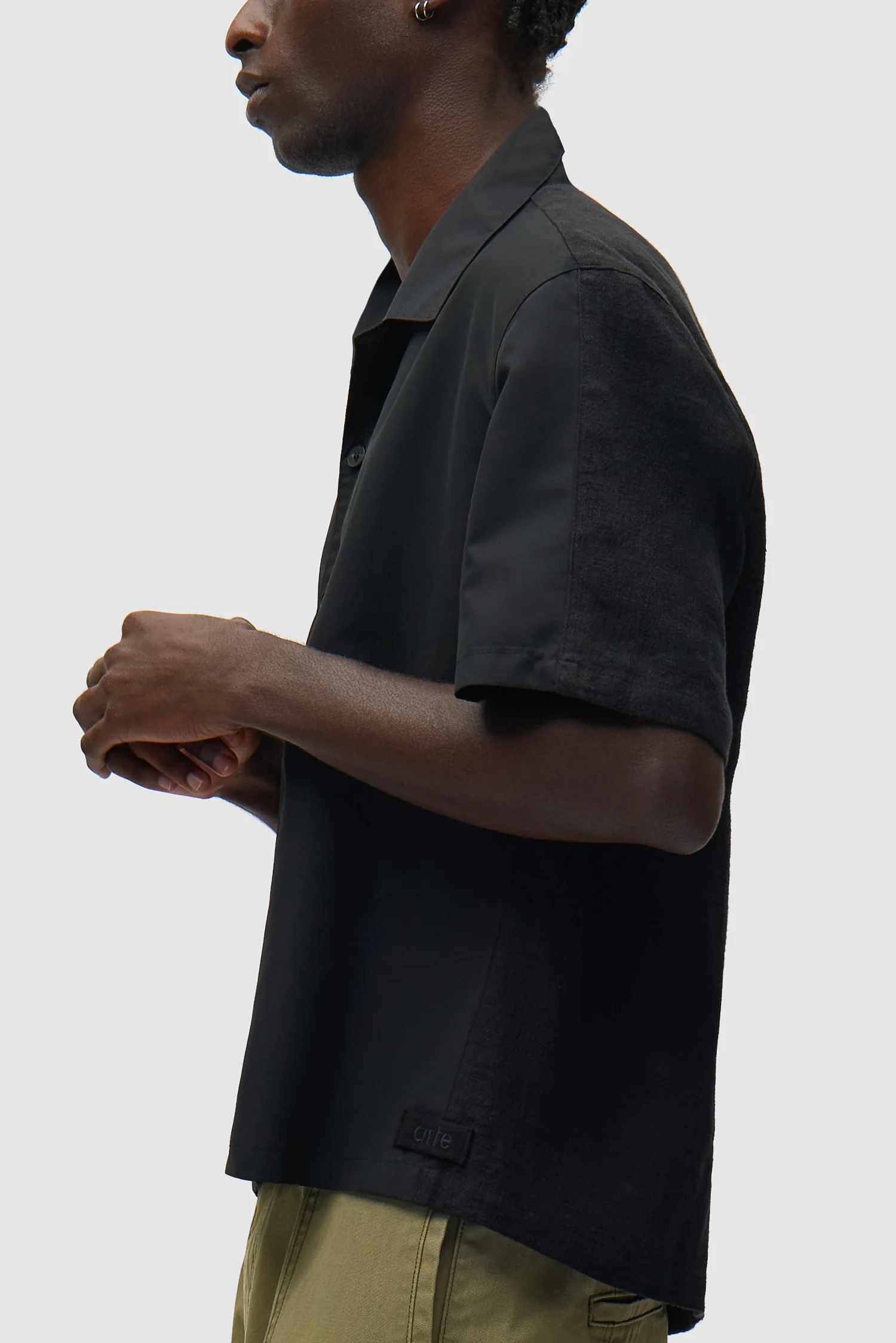 Chemise en lin et nylon - Noir - Image 8