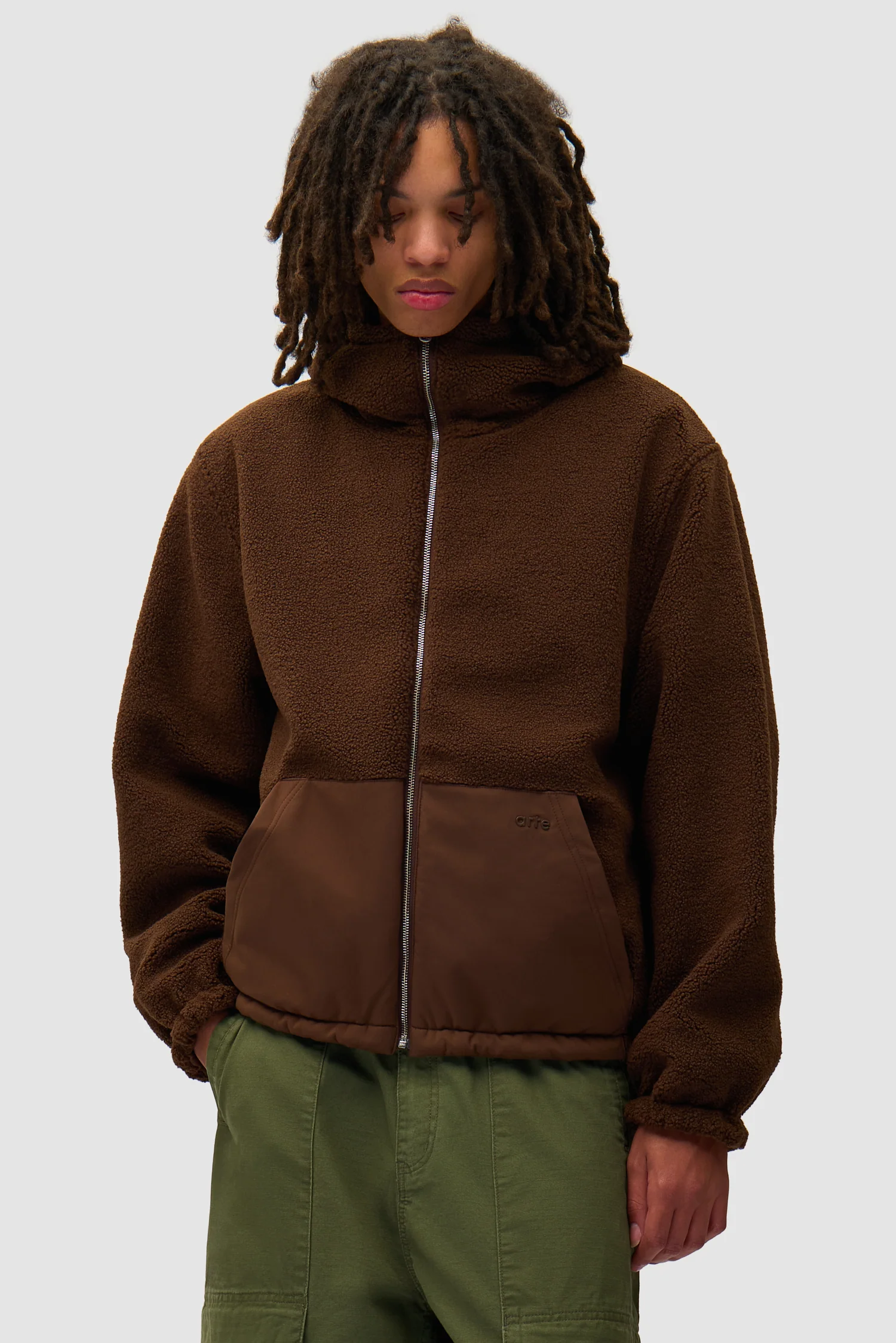 Veste technique en nylon - Marron - Image 2