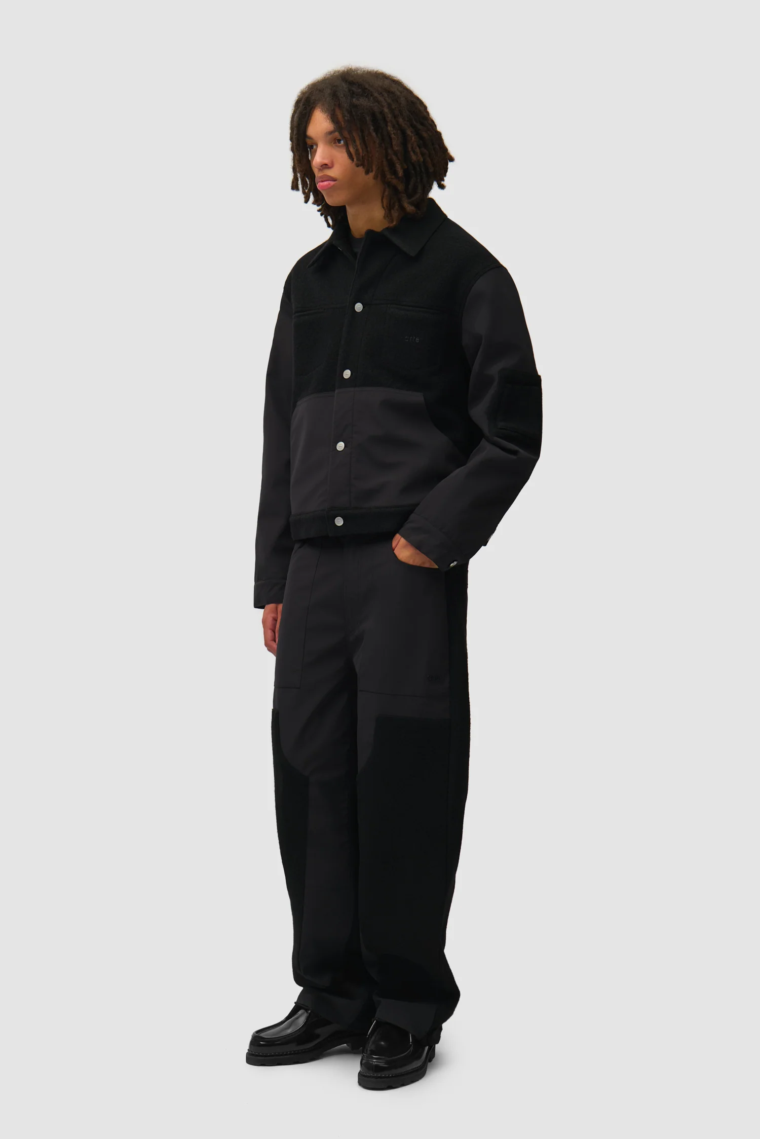 Pantalon combiné nylon/laine - Noir - Image 6