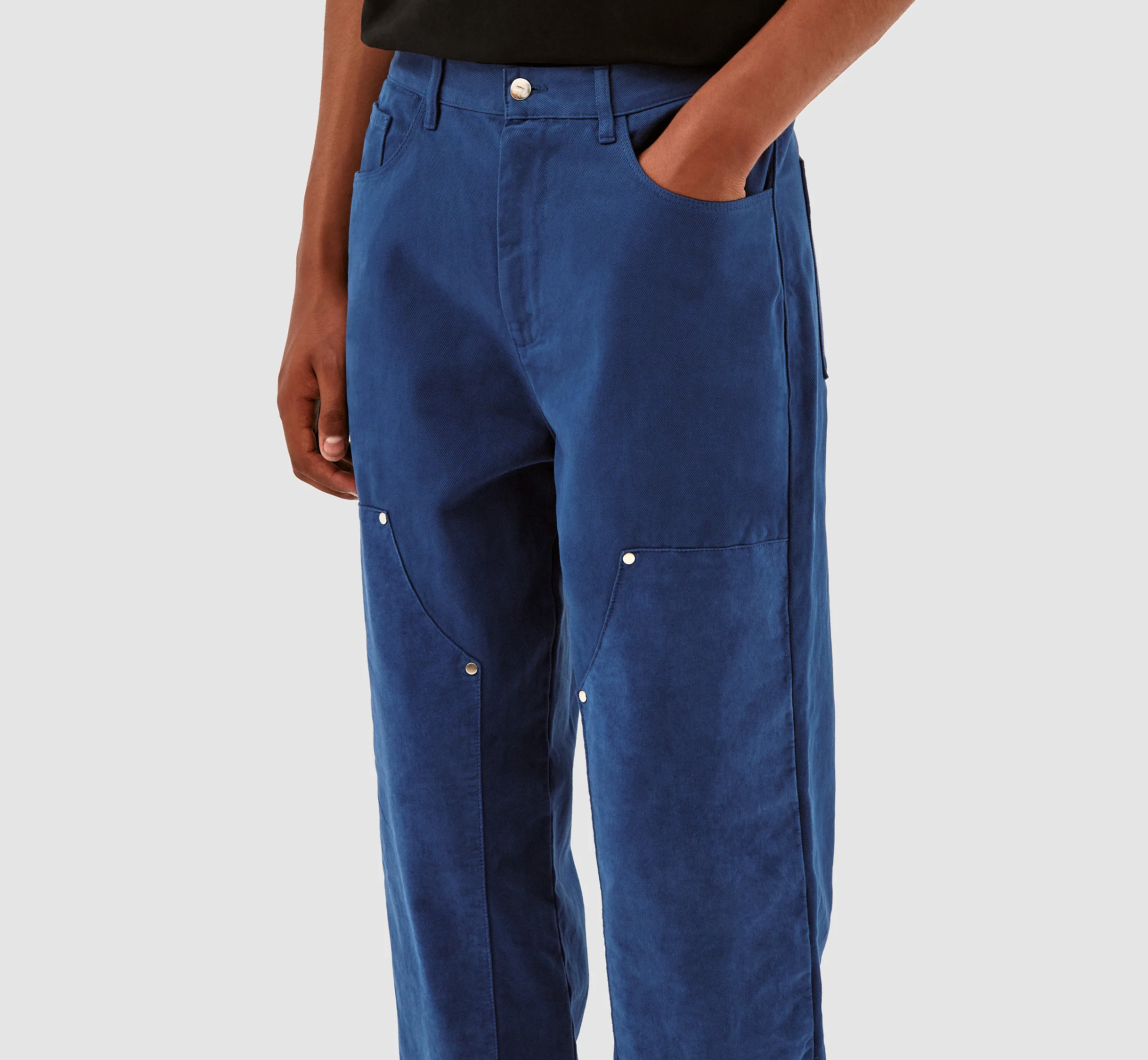Pantalon en velours de coton Porter - Bleu - Image 4