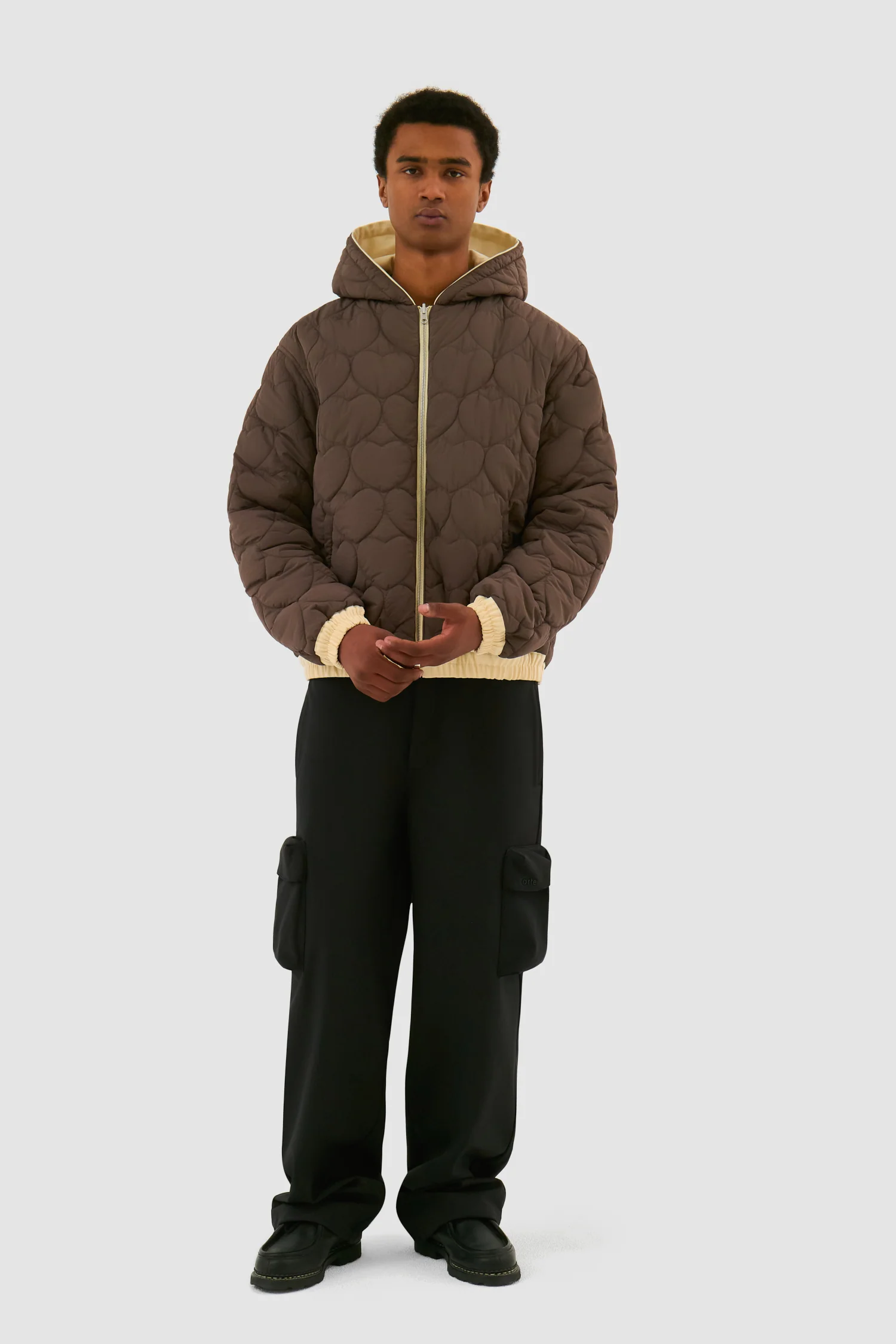 Veste à capuche réversible - Crème - Image 10