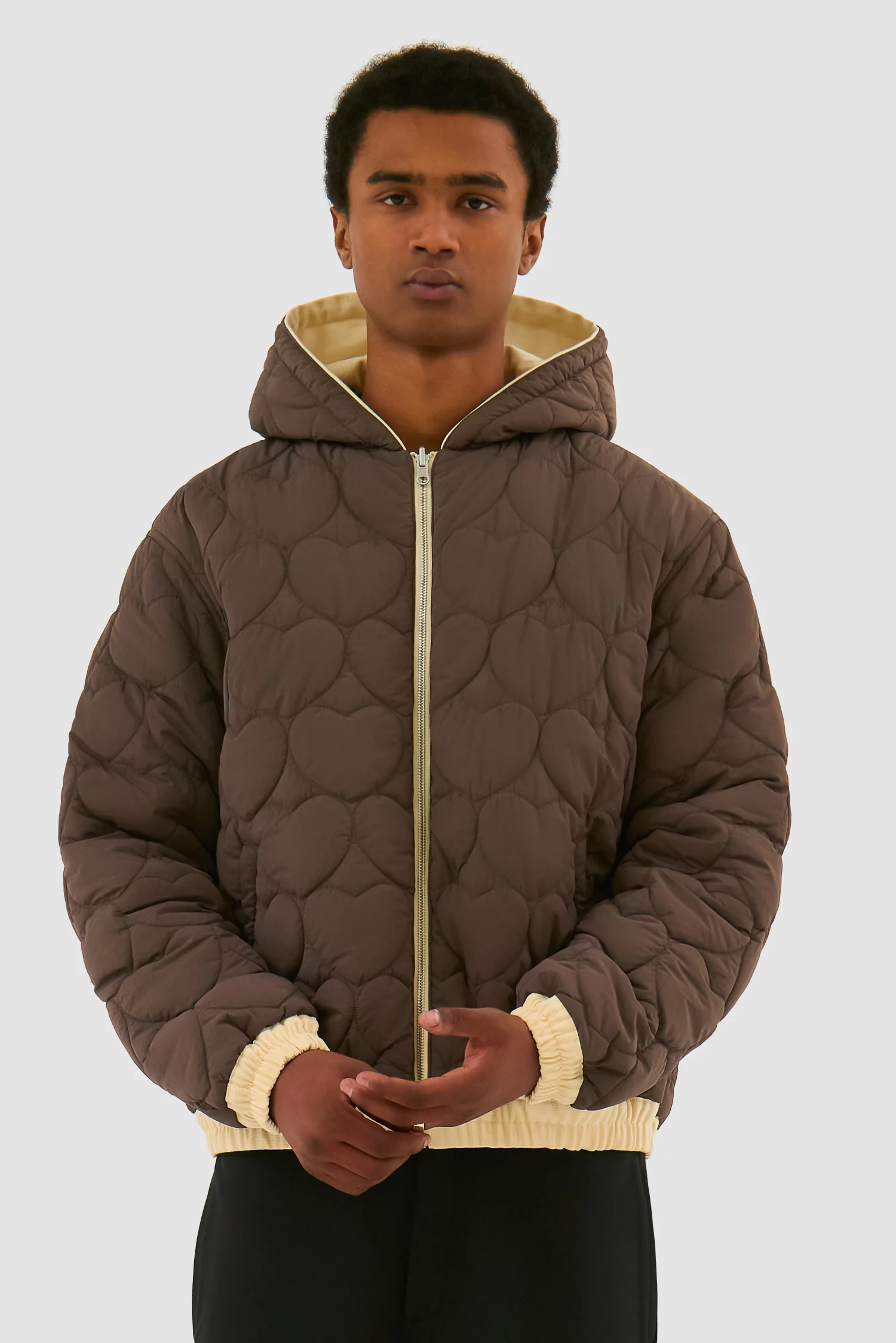 Veste à capuche réversible - Crème - Image 8
