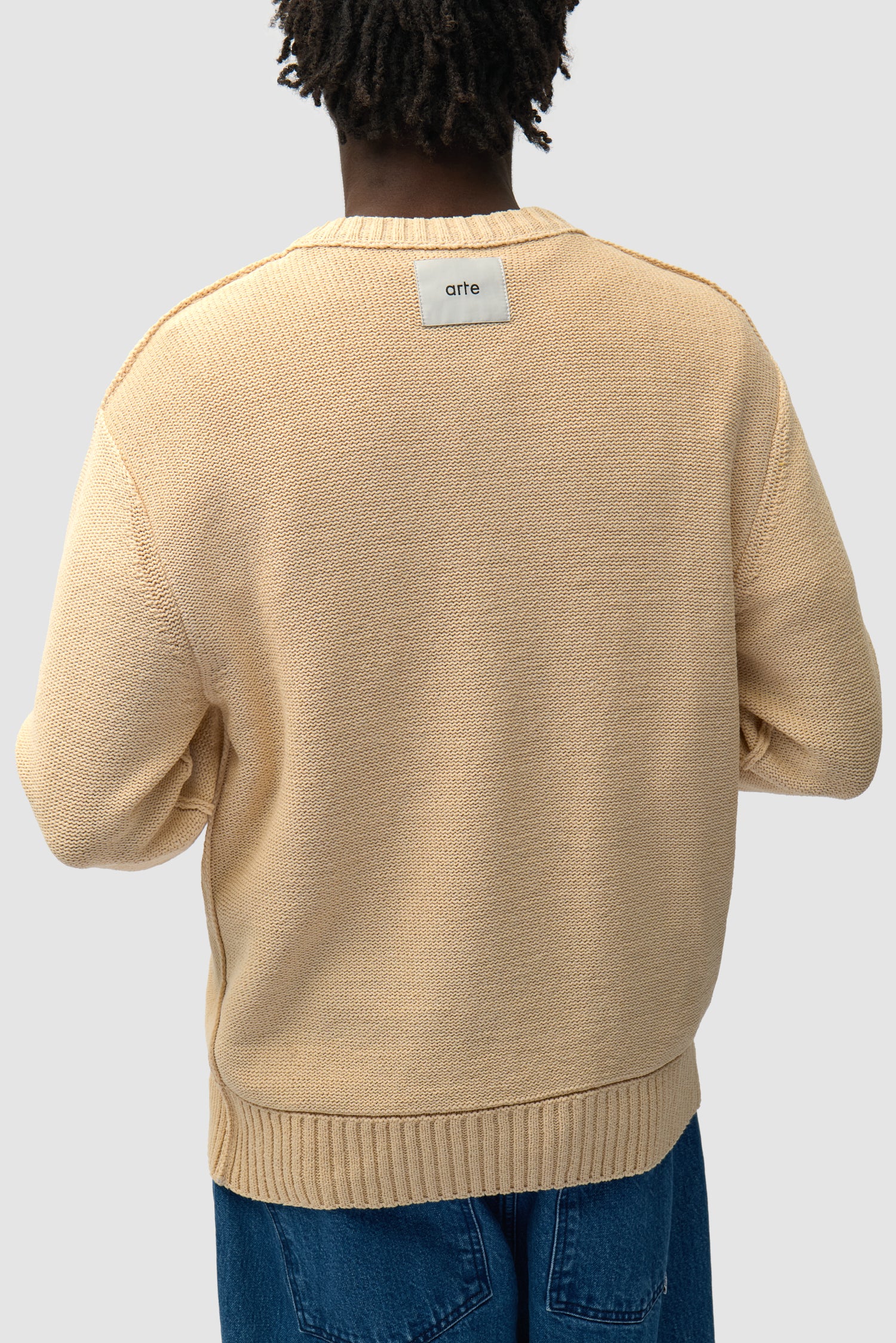 Tricot à étiquette réversible - Crème - Image 10