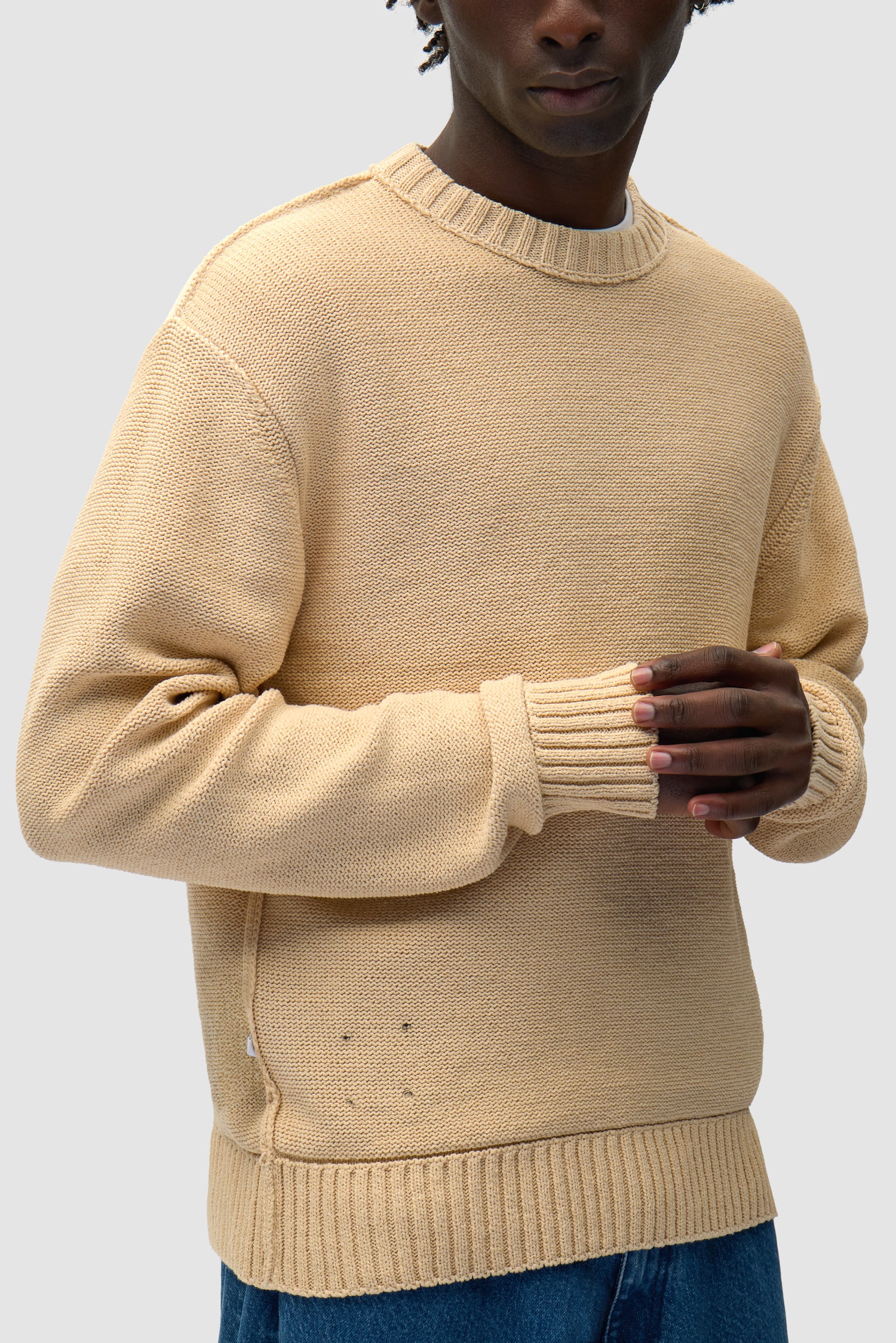 Tricot à étiquette réversible - Crème - Image 9