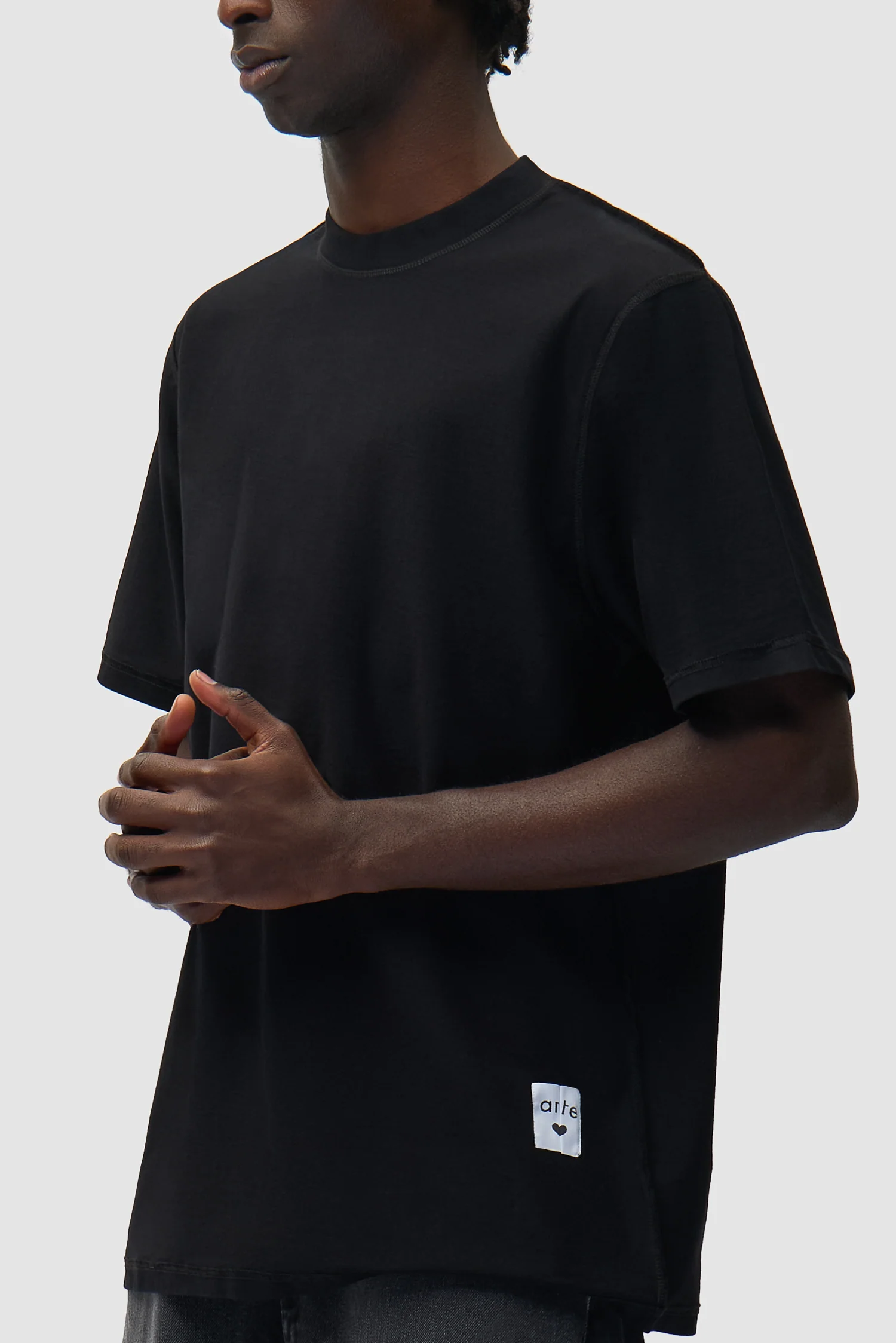 T-shirt à étiquette réversible - Noir - Image 7