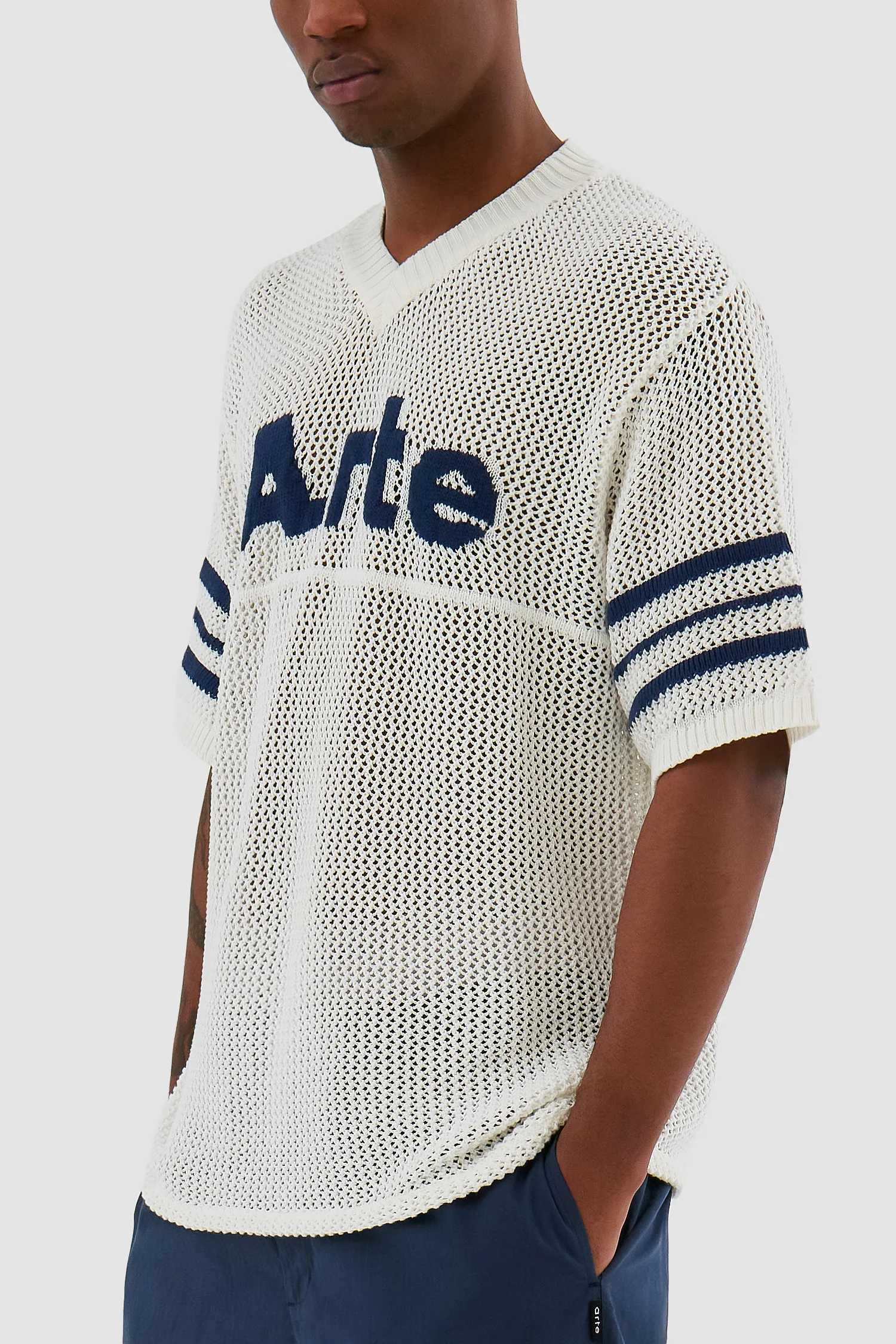 Shane - Chemise à rayures en tricot - Blanc - Image 7
