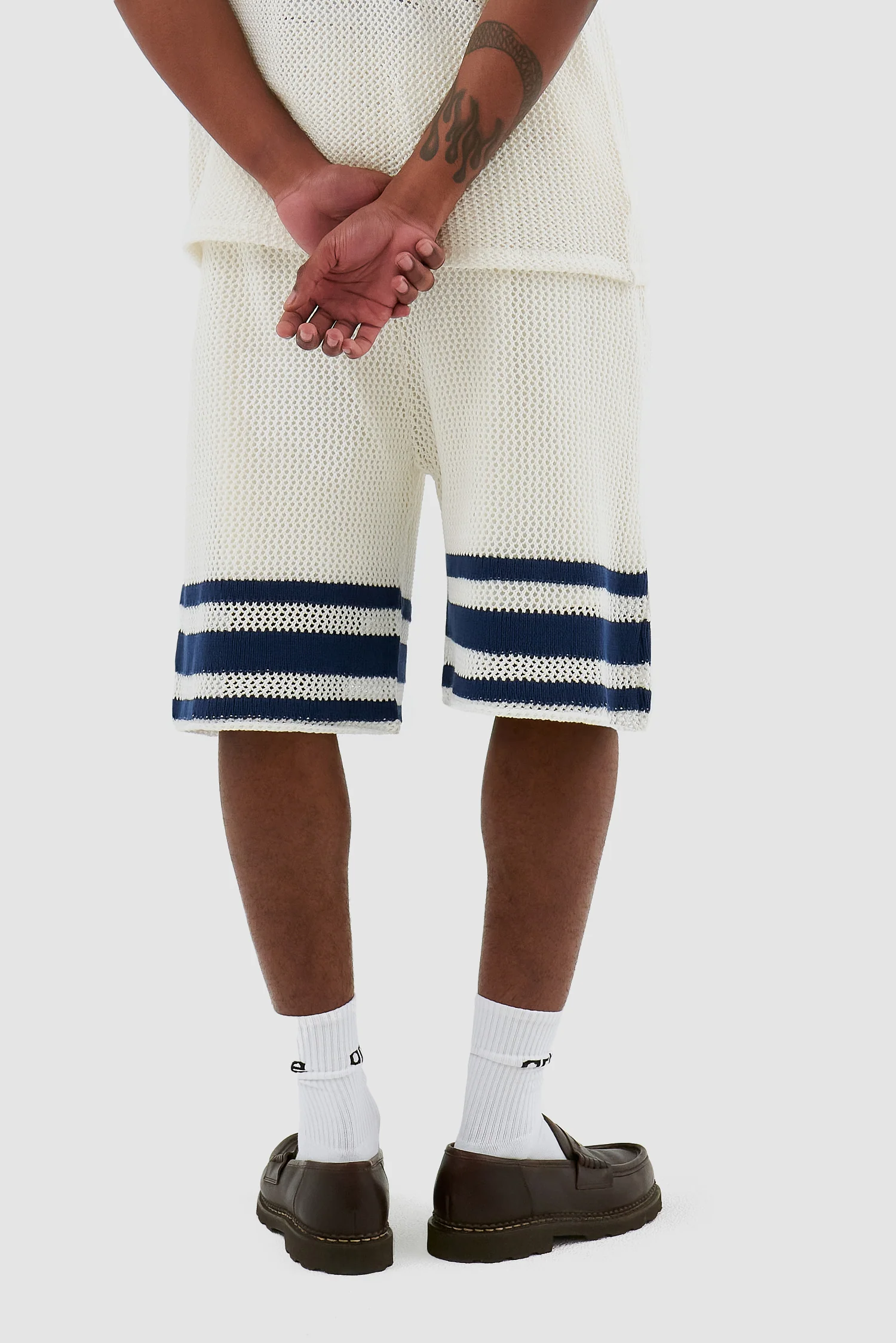 Short à rayures en tricot Shane - Blanc - Image 3