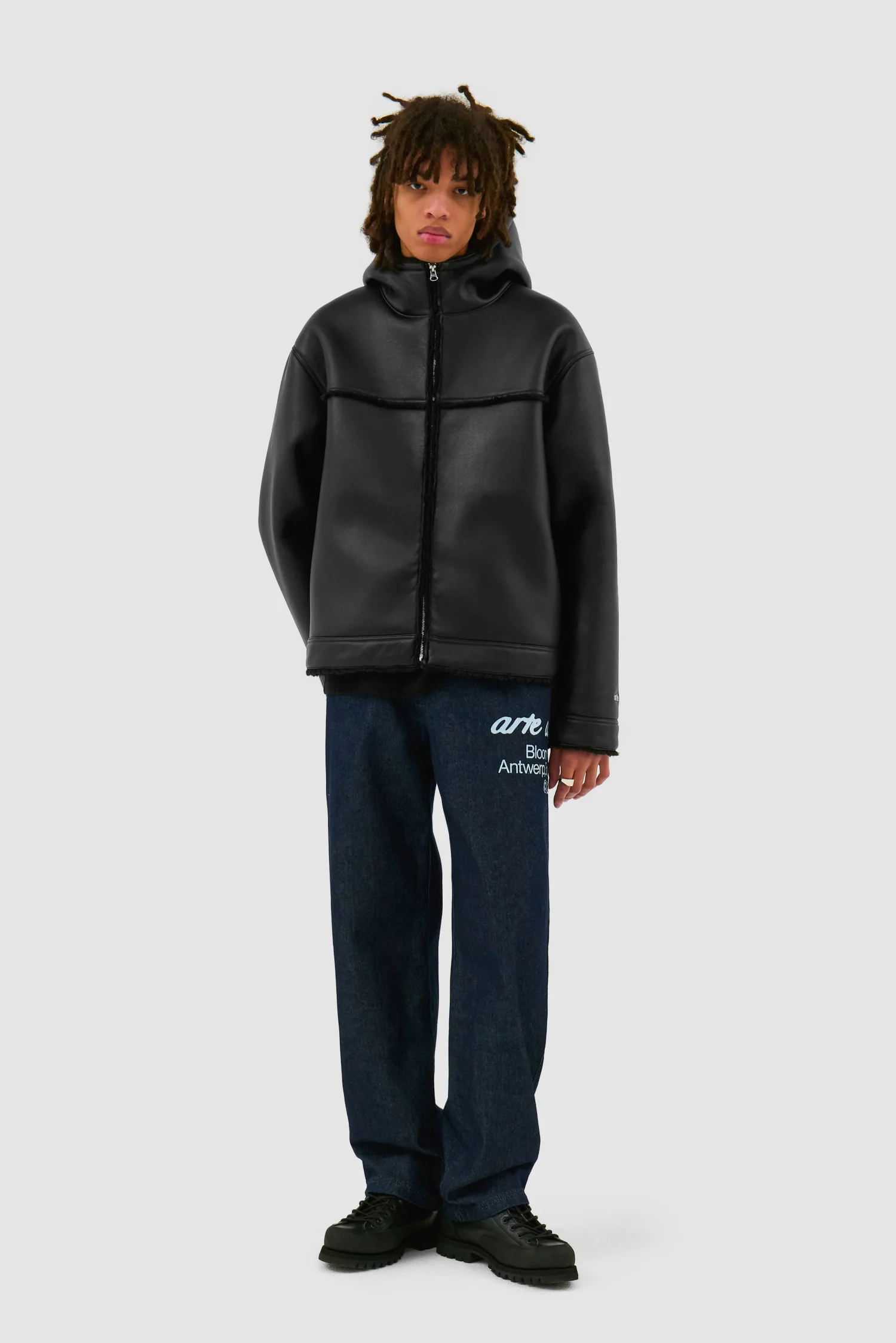 Veste en shearling - Noir - Image 4