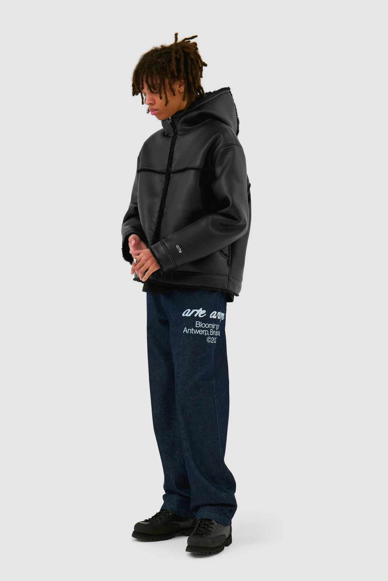 Veste en shearling - Noir - Image 5