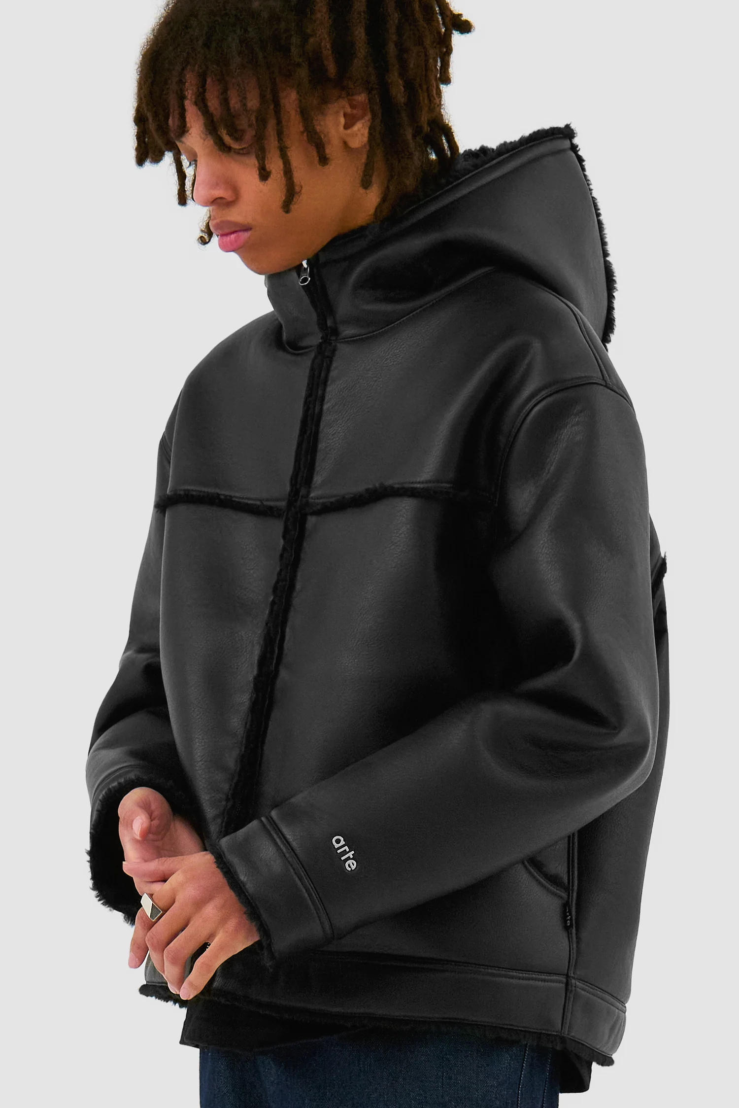 Veste en shearling - Noir - Image 7