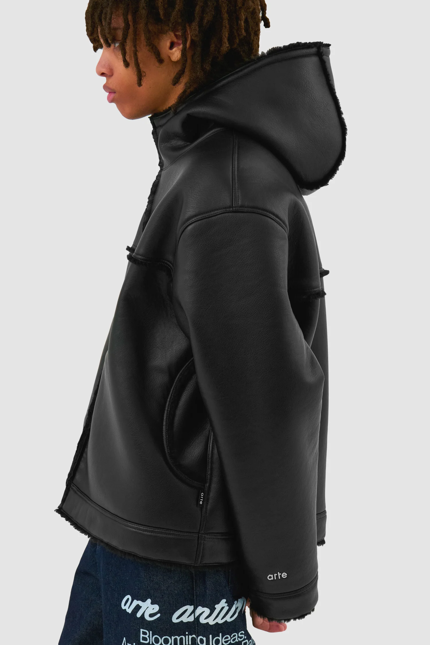 Veste en shearling - Noir - Image 8
