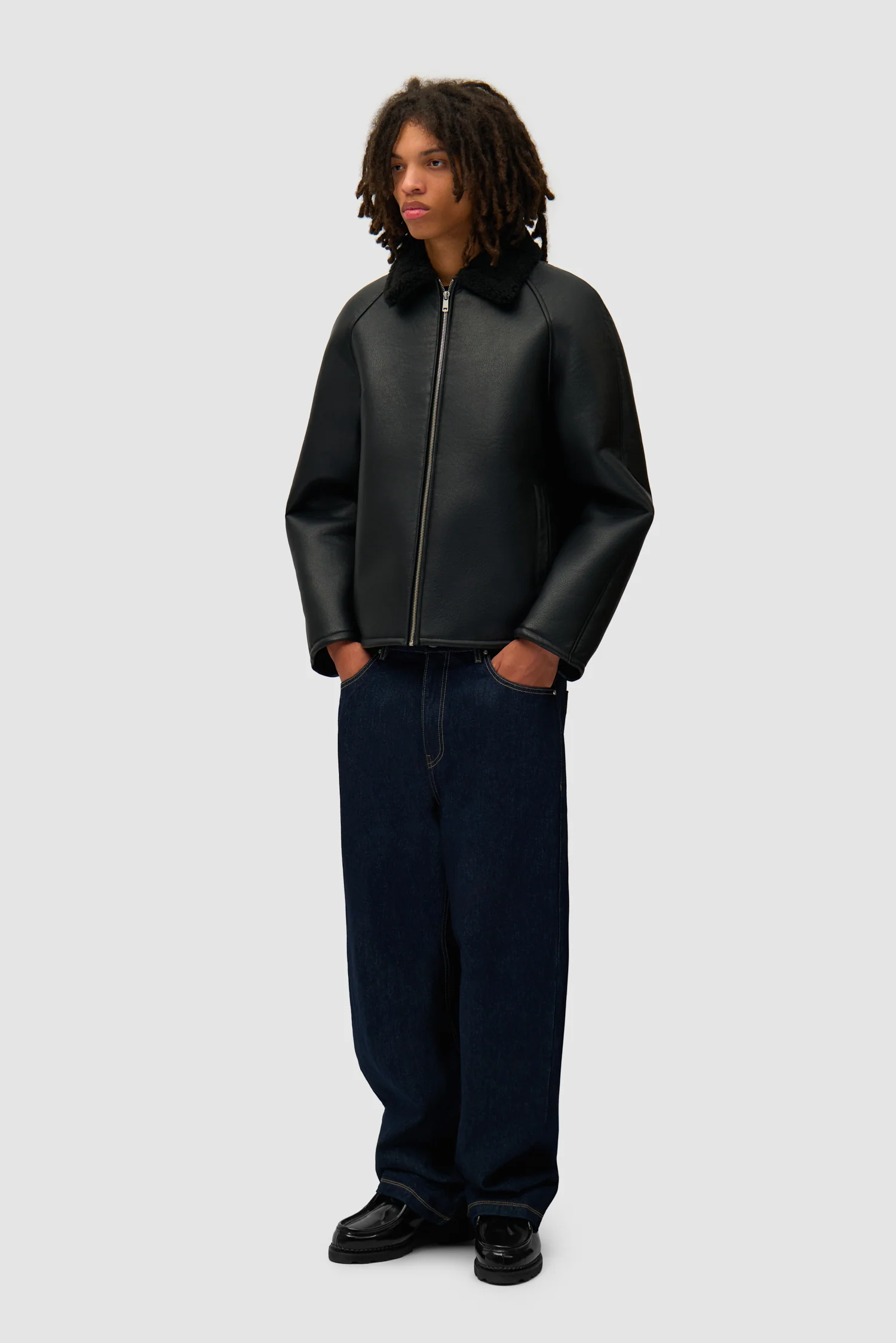 Veste en shearling - Noir - Image 4