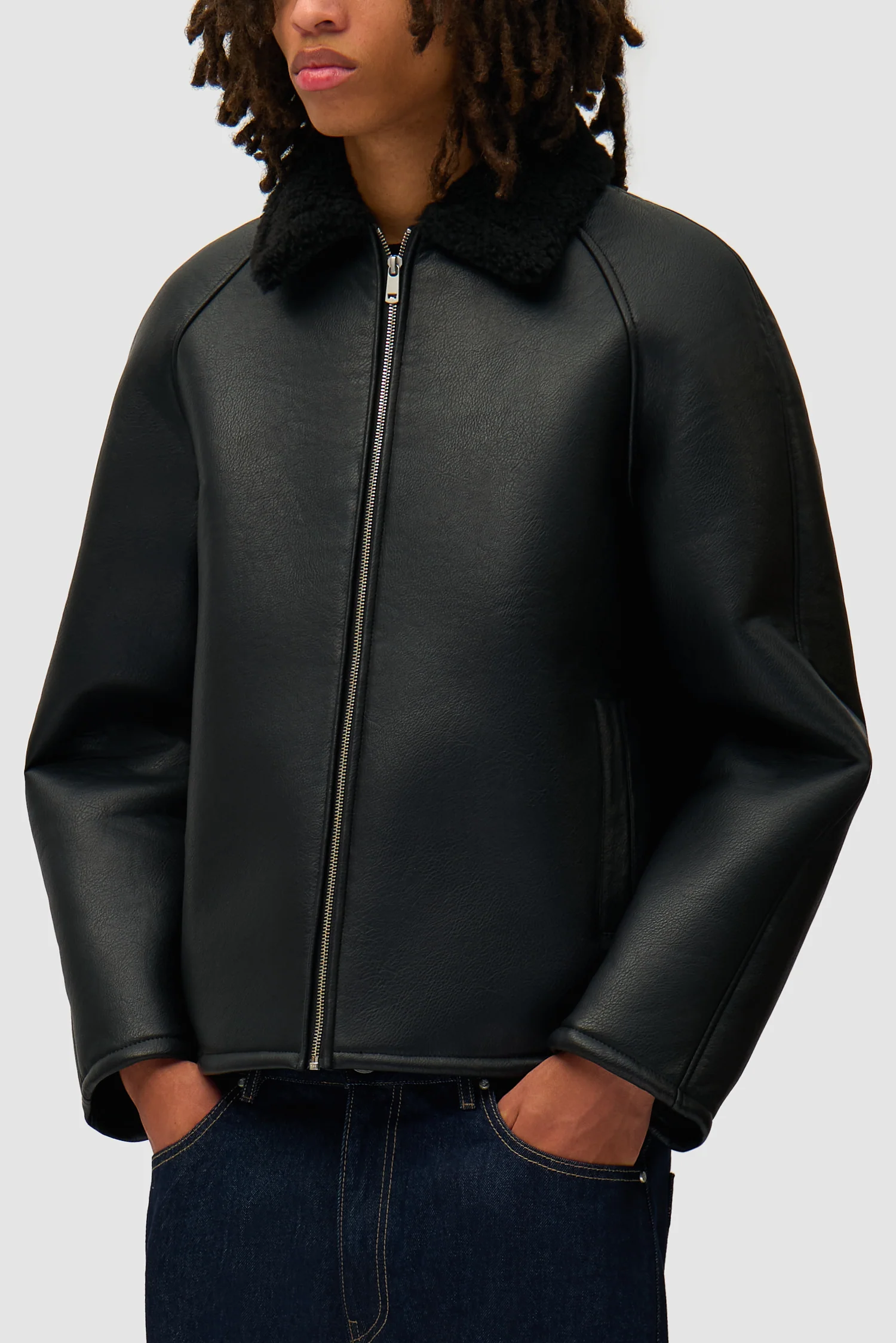 Veste en shearling - Noir - Image 7