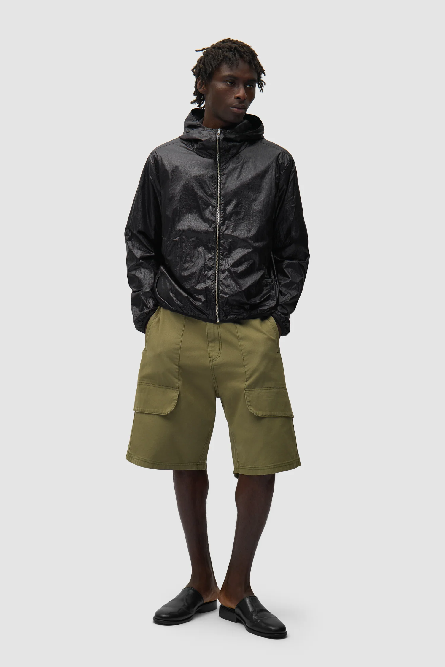 Veste en nylon brillant - Noir - Image 4