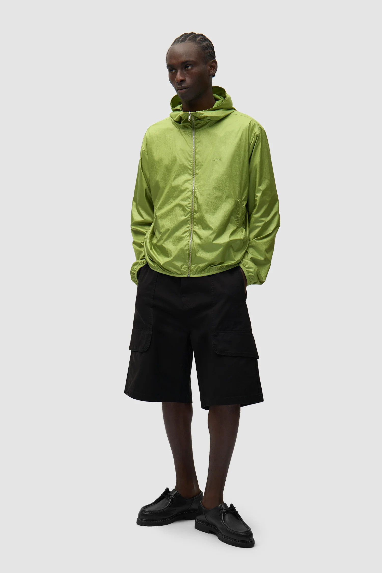 Veste en nylon brillant - Vert - Image 4