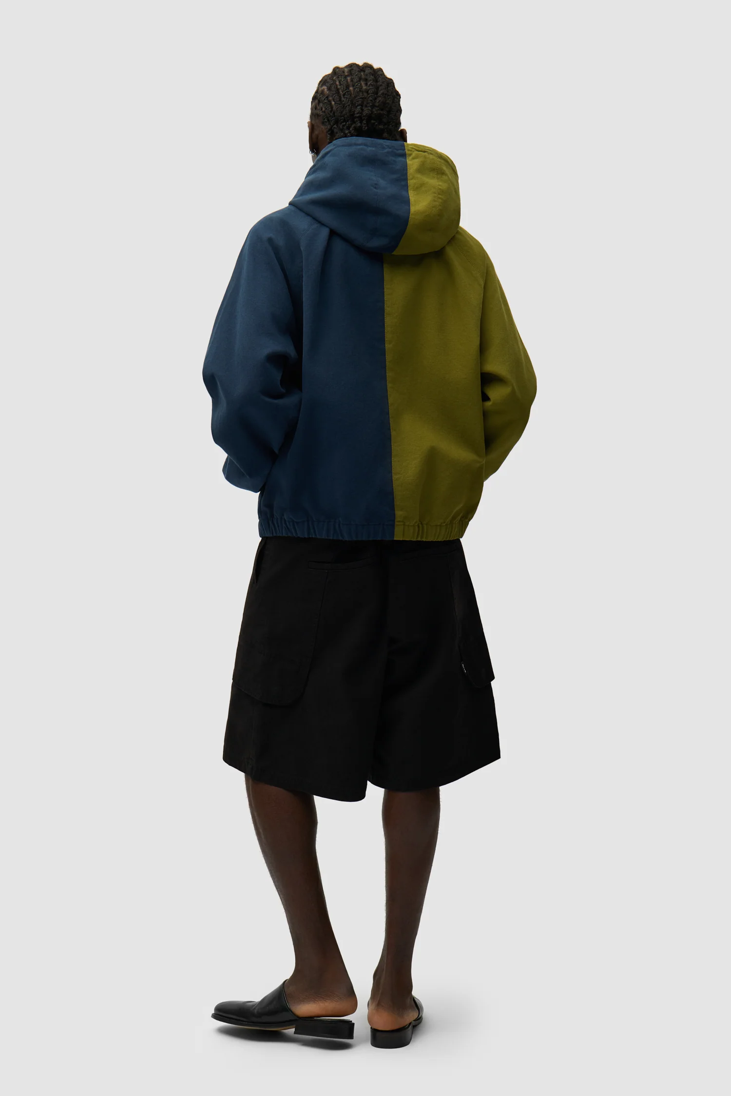Veste à capuche en toile avec logo divisé - Bleu marine/Vert - Image 6