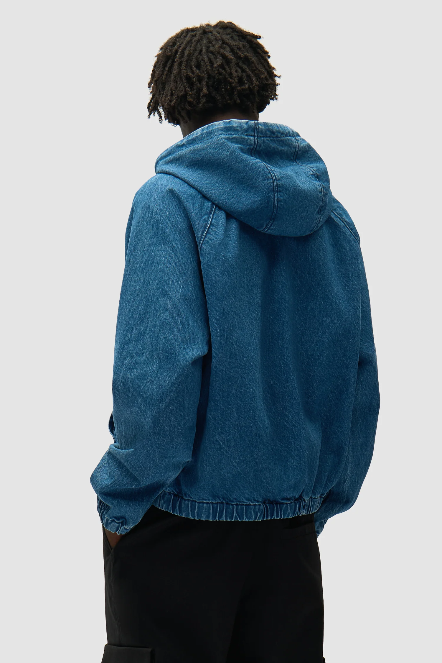 Veste à capuche en denim Split Logo - Bleu marine - Image 3