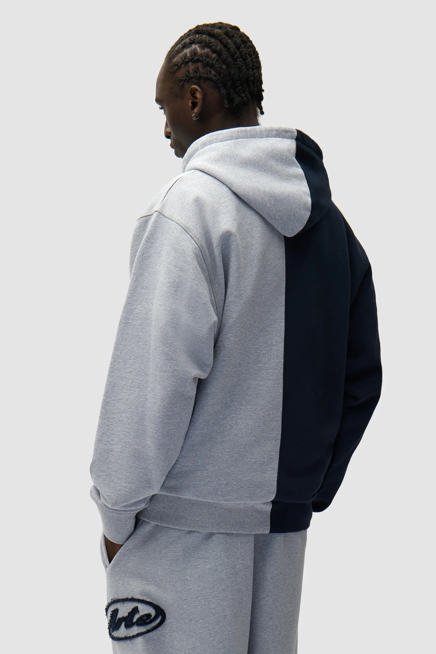 Sweat à capuche zippé Split Patch - Gris/Bleu marine - Image 3
