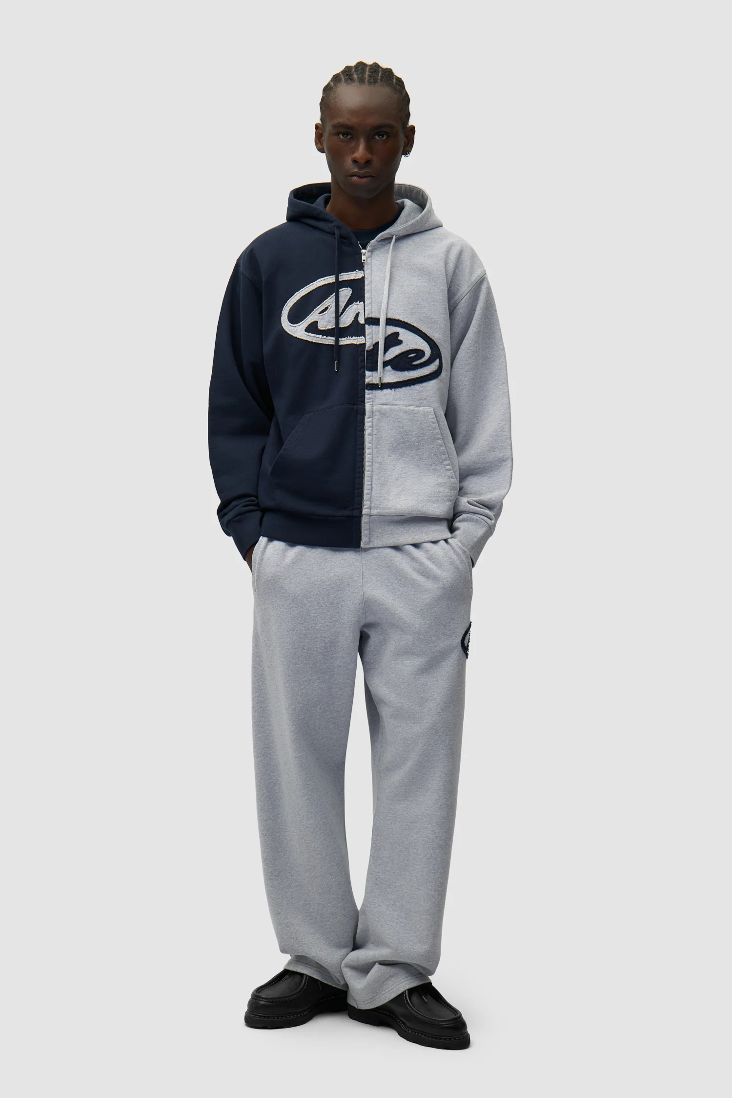 Sweat à capuche zippé Split Patch - Gris/Bleu marine - Image 4