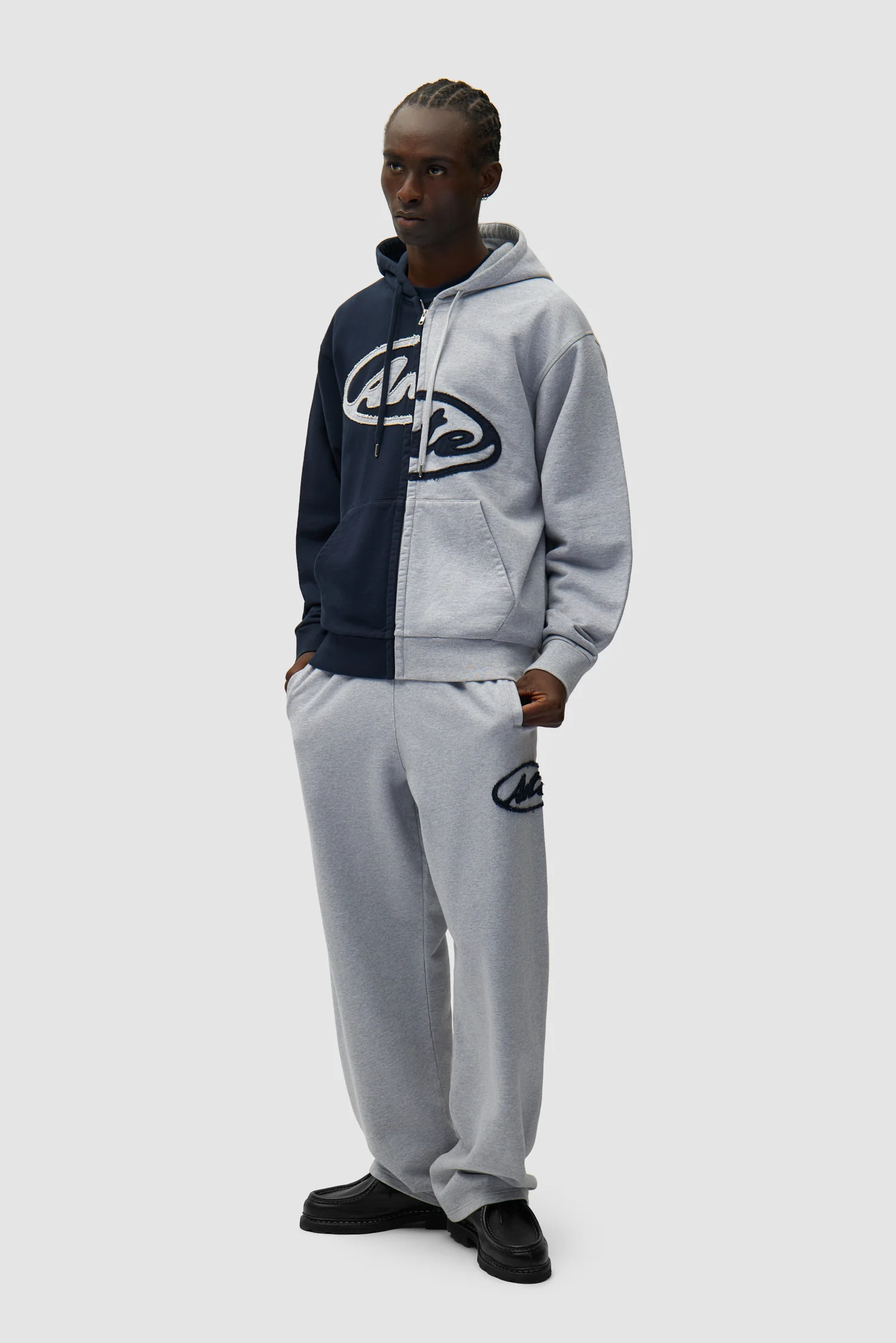 Sweat à capuche zippé Split Patch - Gris/Bleu marine - Image 5