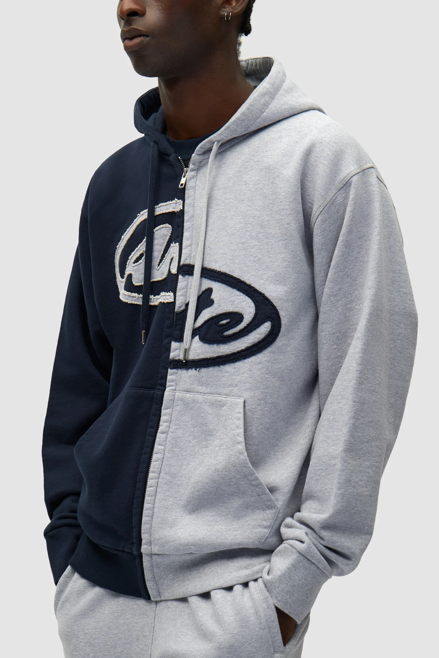 Sweat à capuche zippé Split Patch - Gris/Bleu marine - Image 7
