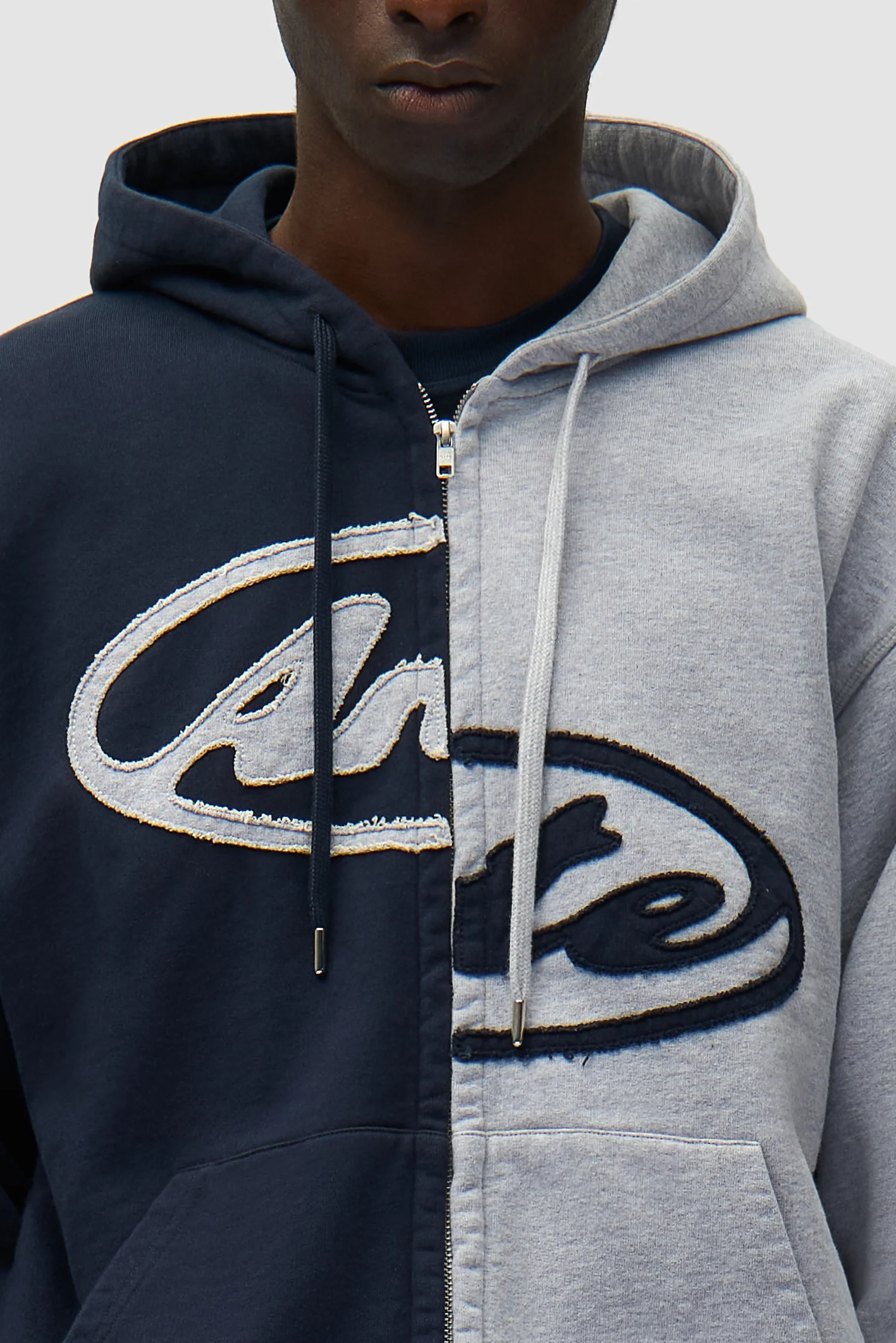 Sweat à capuche zippé Split Patch - Gris/Bleu marine - Image 8