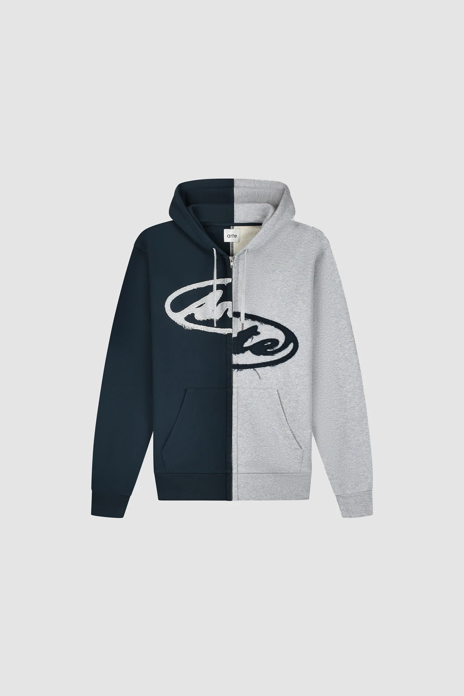 Sweat à capuche zippé Split Patch - Gris/Bleu marine - Image 9