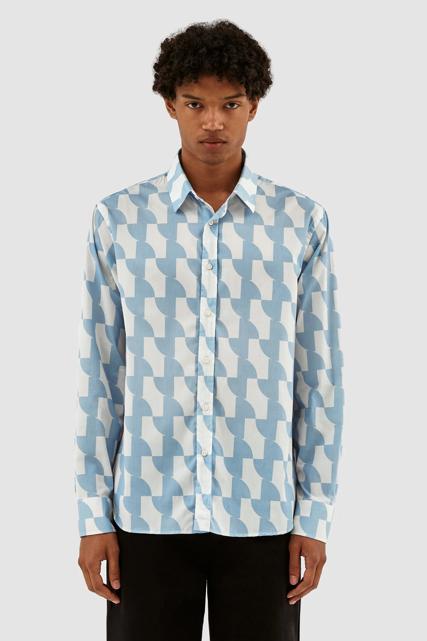 Chemise imprimée Stockton - Bleu clair/blanc - Image 2
