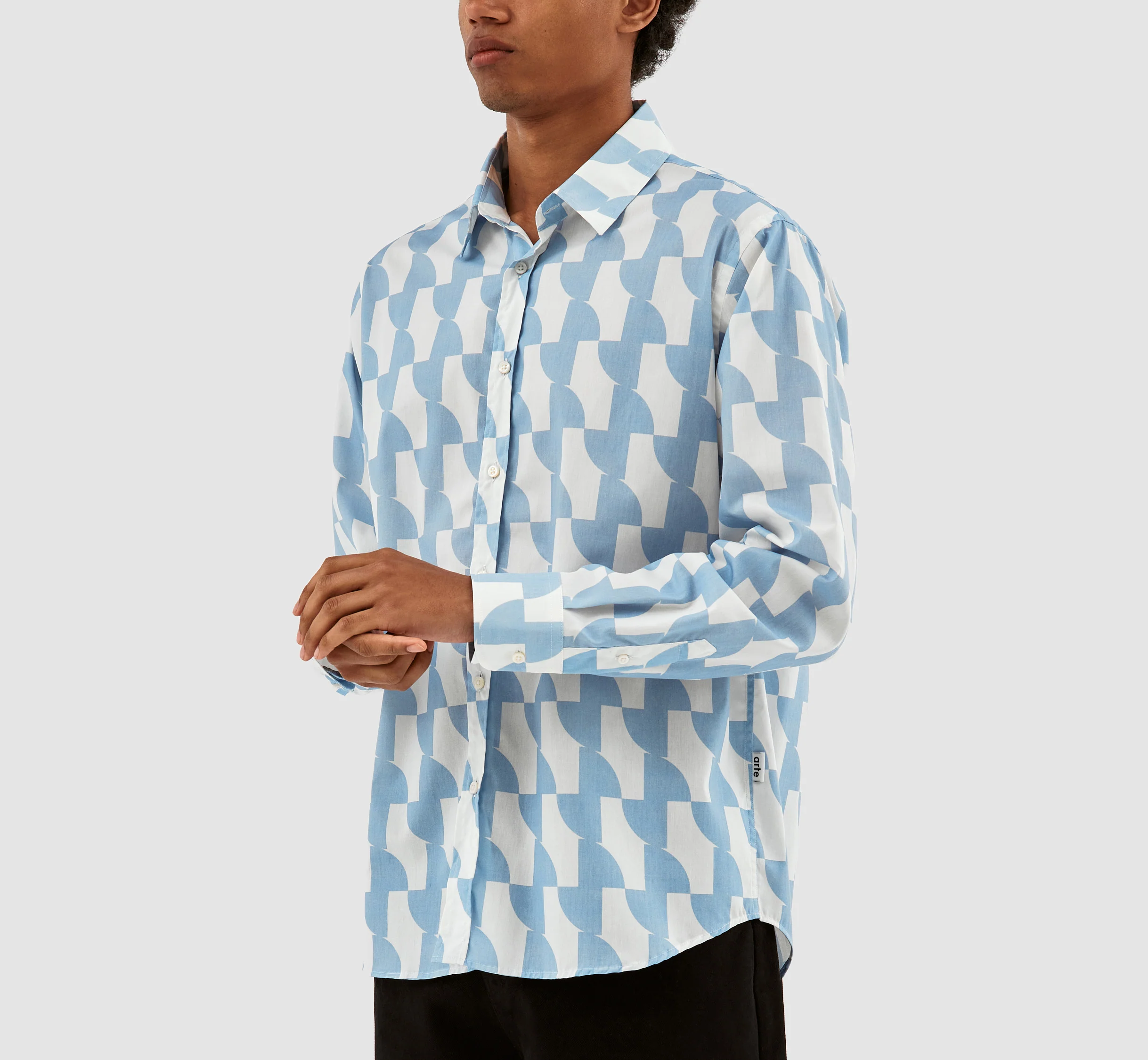 Chemise imprimée Stockton - Bleu clair/blanc - Image 4