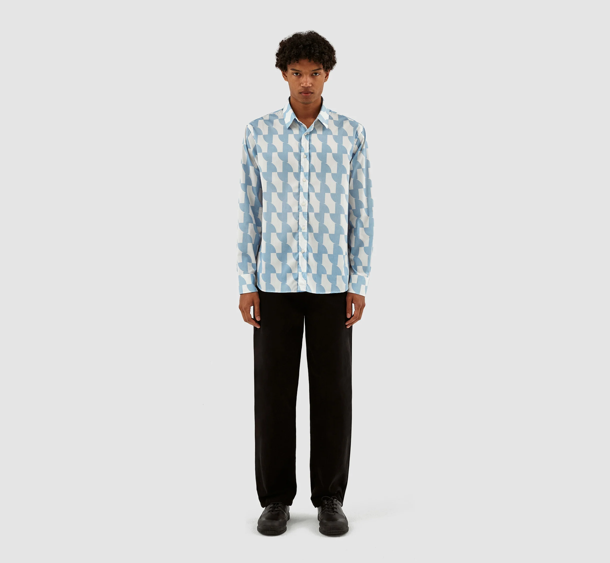 Chemise imprimée Stockton - Bleu clair/blanc - Image 5