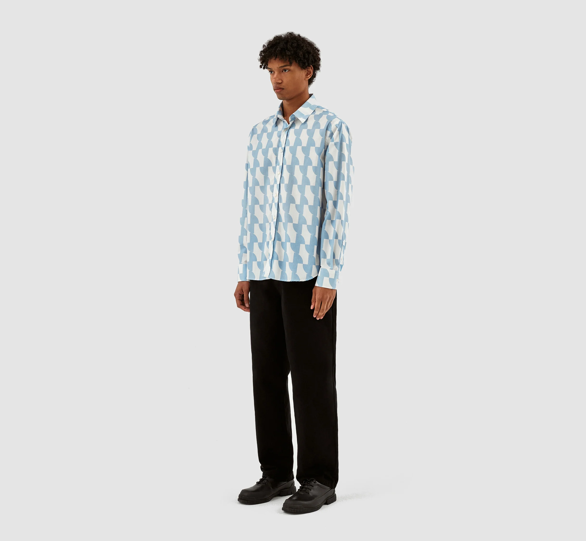 Chemise imprimée Stockton - Bleu clair/blanc - Image 7