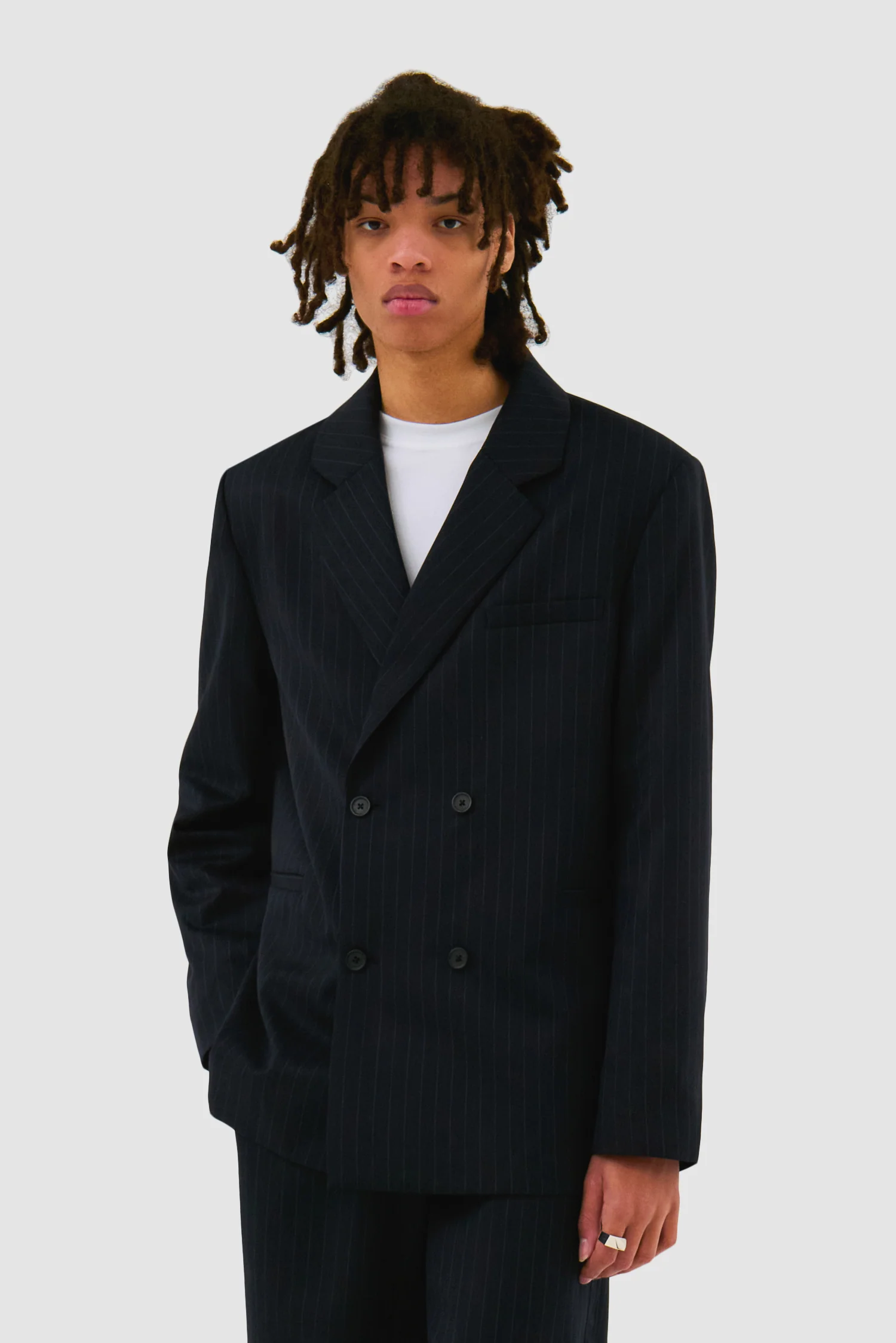 Blazer rayé - Marine - Image 2