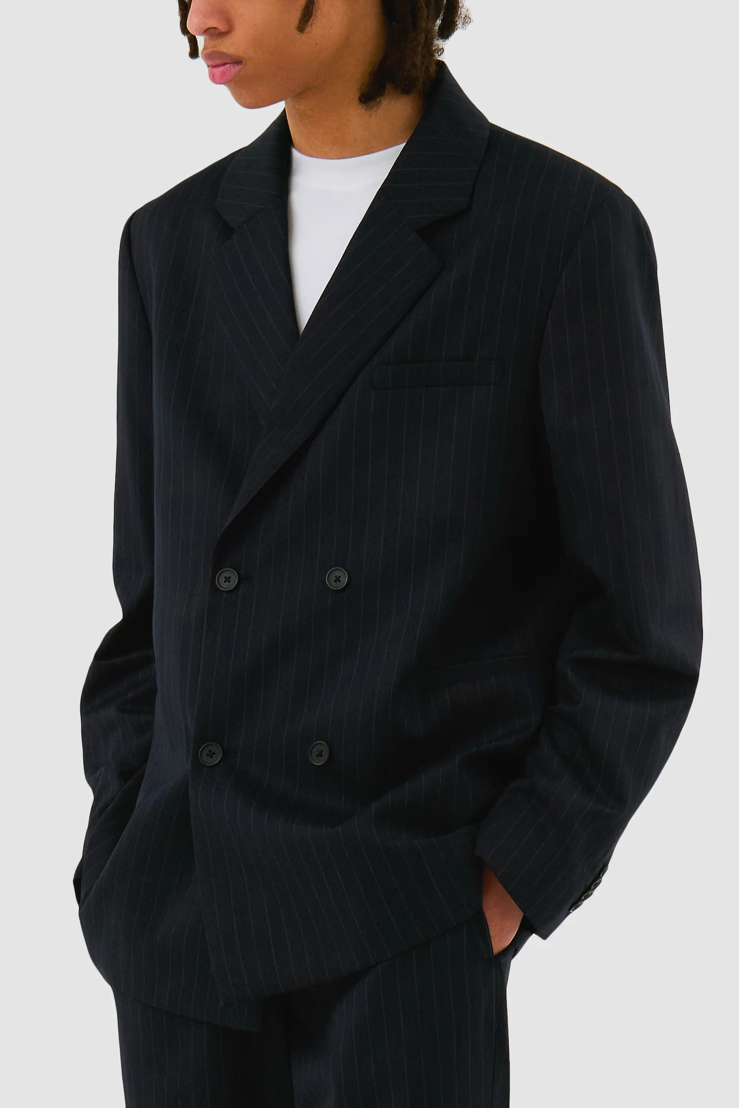Blazer rayé - Marine - Image 7