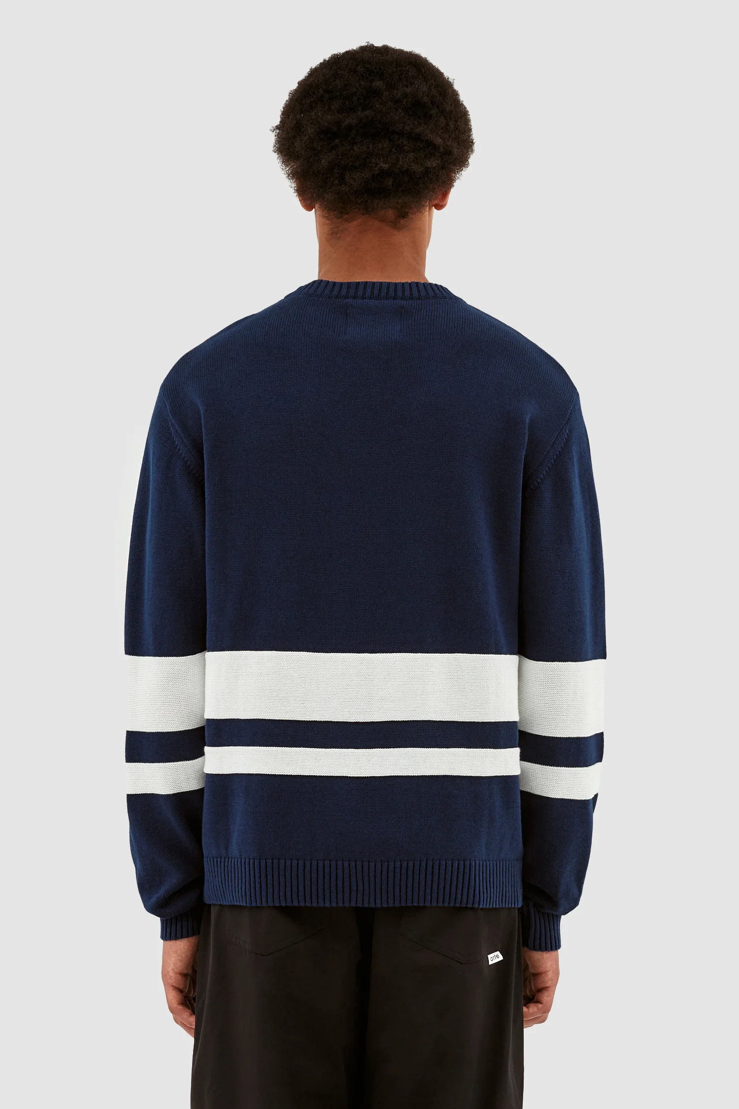 Pull en tricot rayé - Navy/White - Image 2