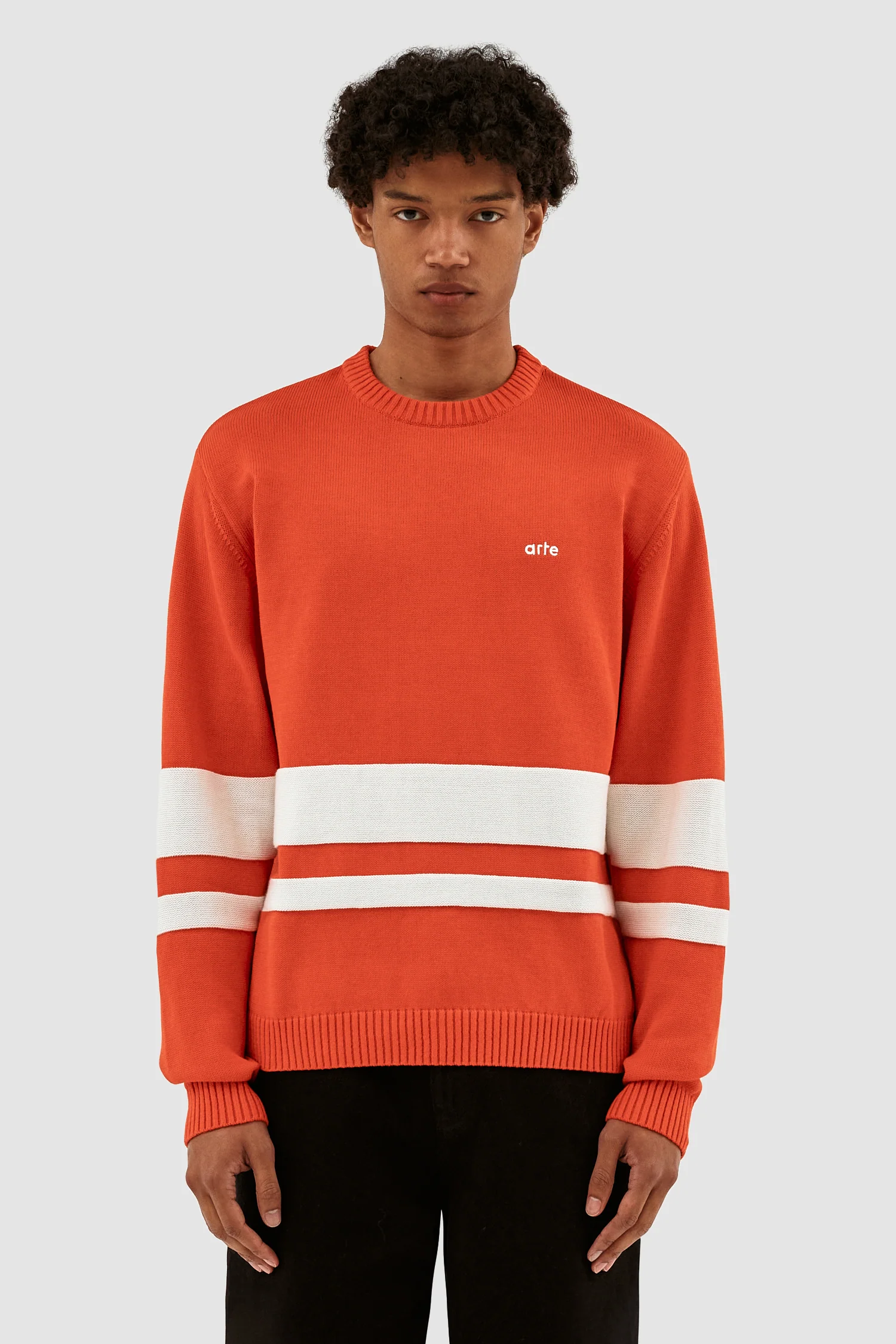 Pull en tricot rayé - Rouge/Blanc - Image 2