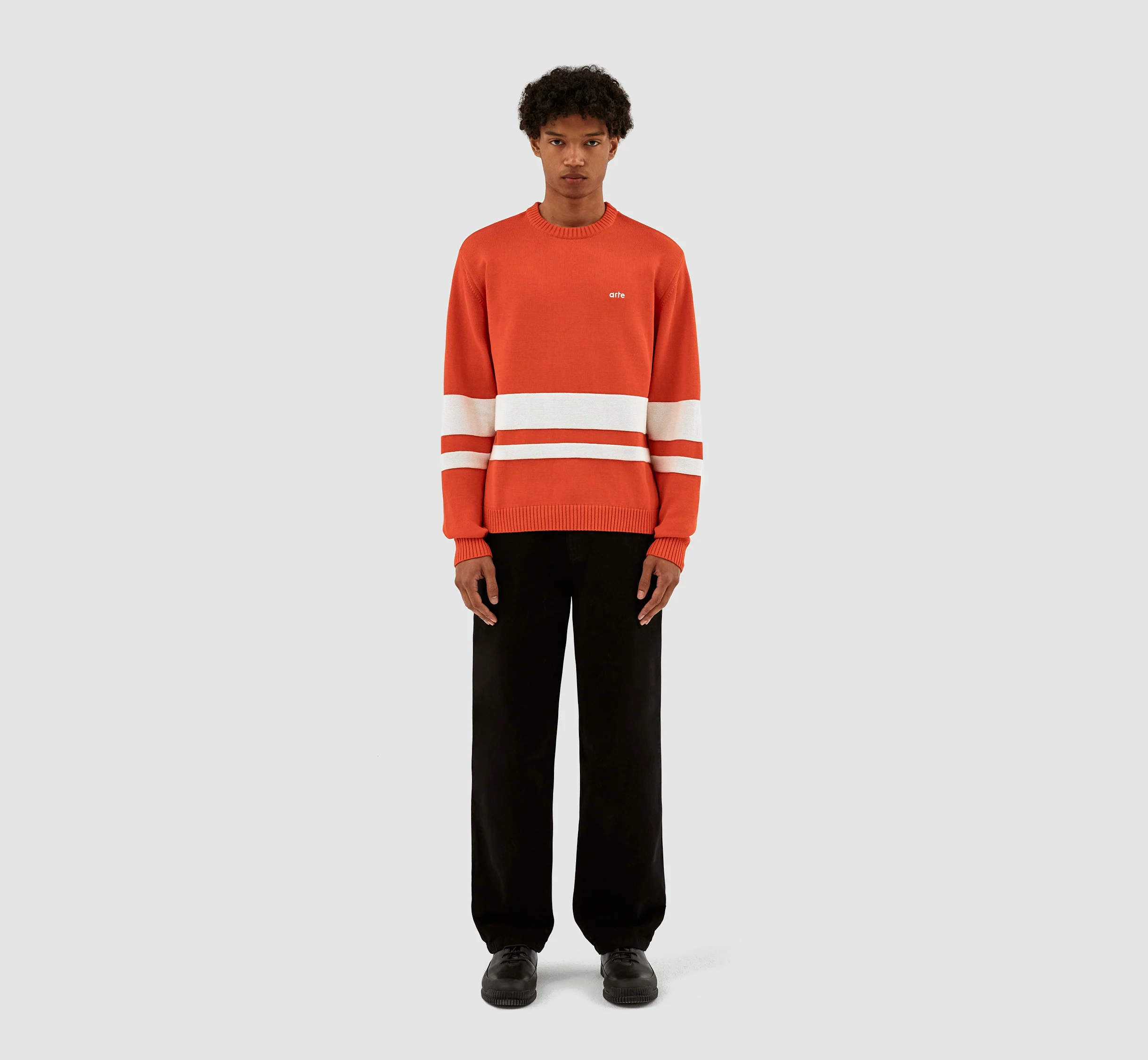 Pull en tricot rayé - Rouge/Blanc - Image 5