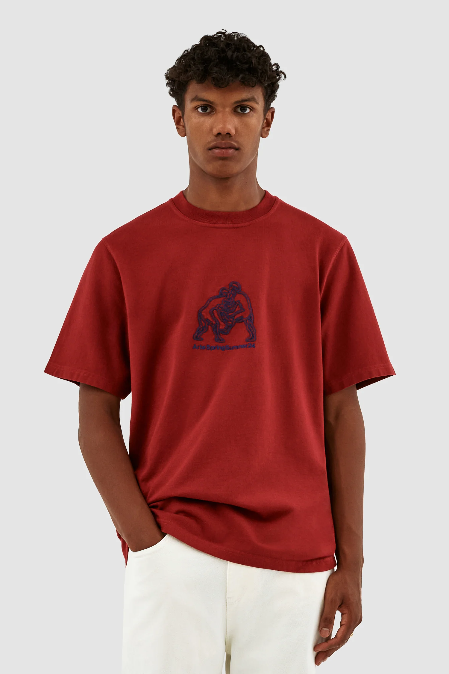 Teo Fighter Front T-shirt - Bordeaux - Image 2
