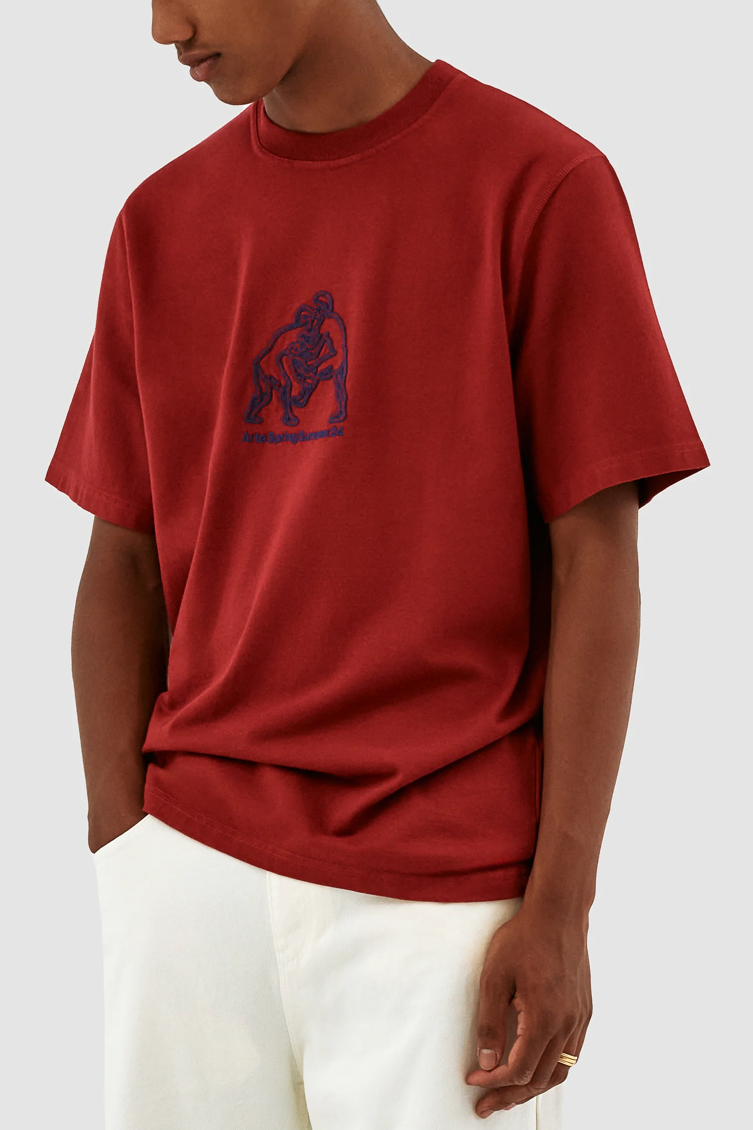 Teo Fighter Front T-shirt - Bordeaux - Image 7