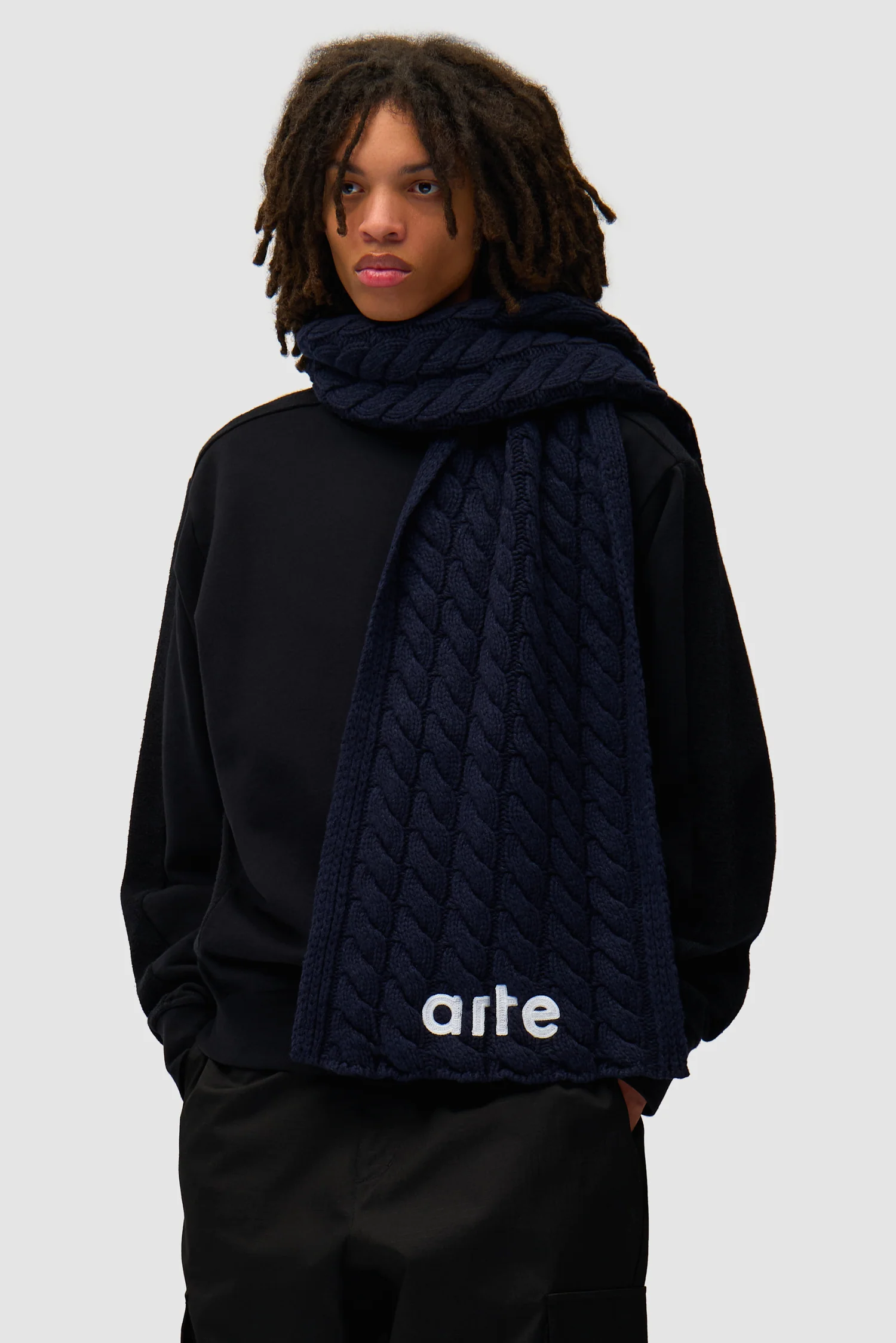 Écharpe texturée avec logo - Bleu - Image 3